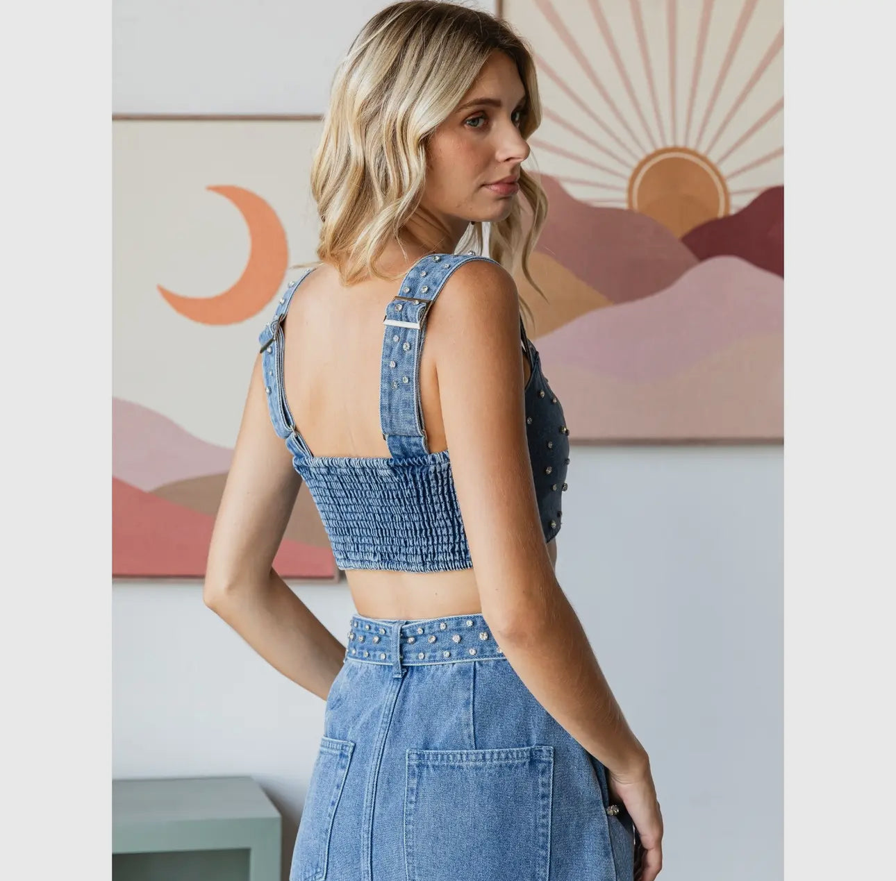 Rhinestone Babe Denim Top