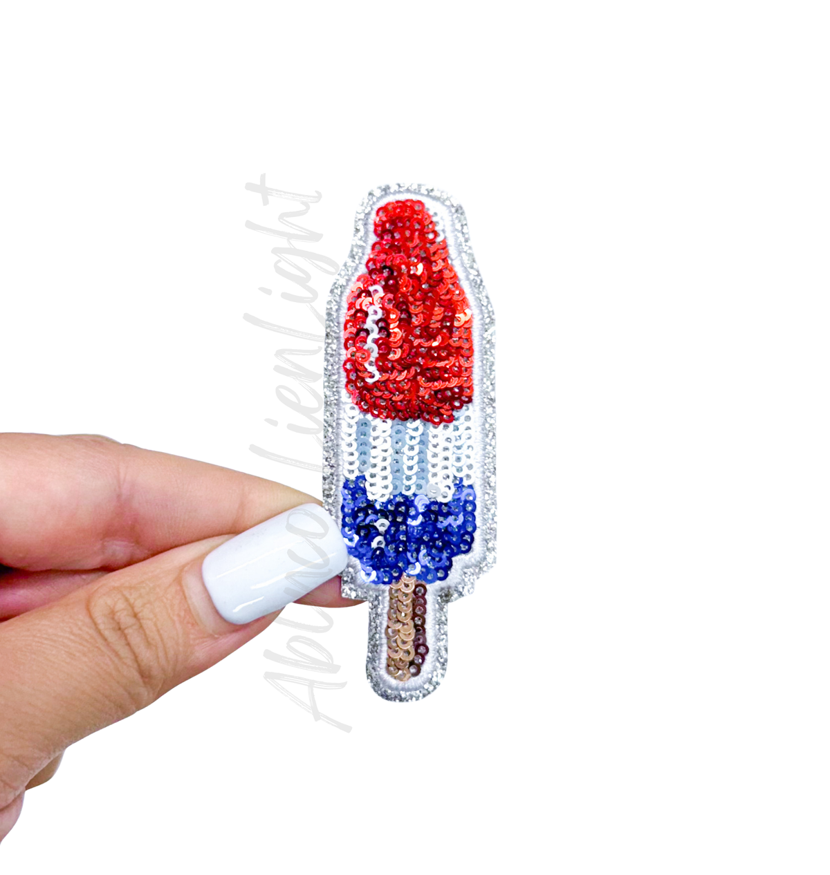Red White & Blue Rocket Pop Icecream Food Sequin Patch