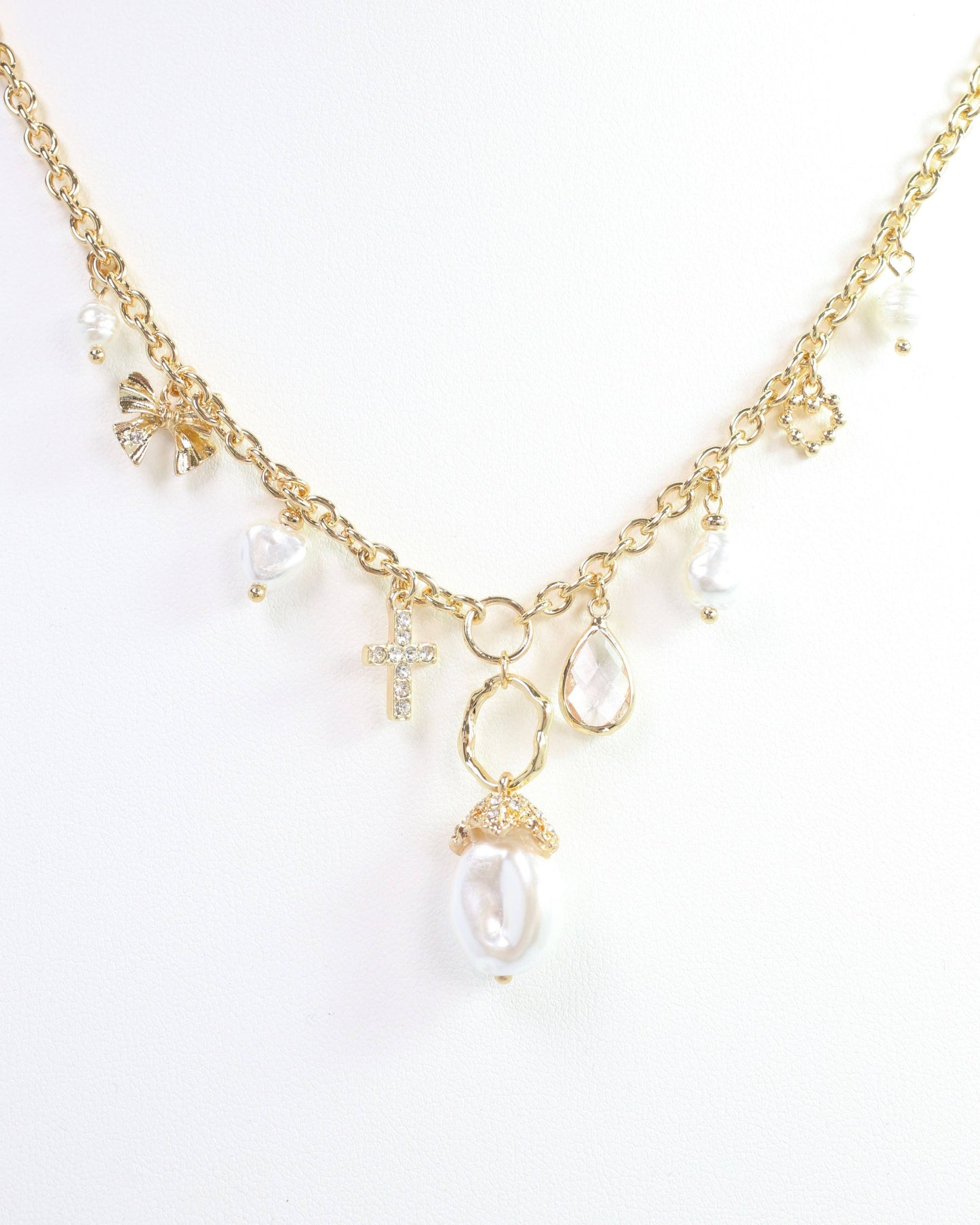 Packard Pearl Charm Necklace Gold