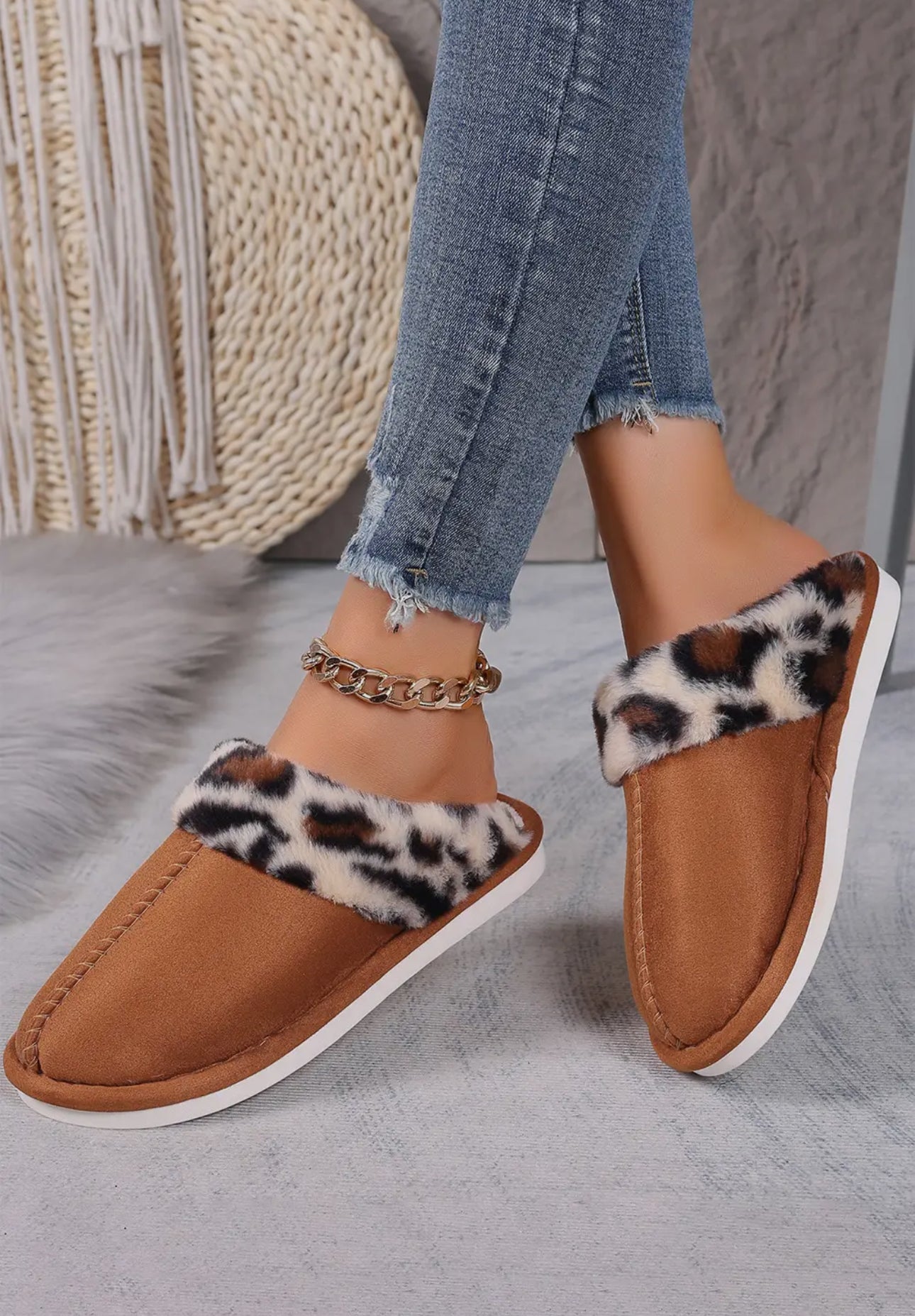 Leopard Fuzzy Slippers