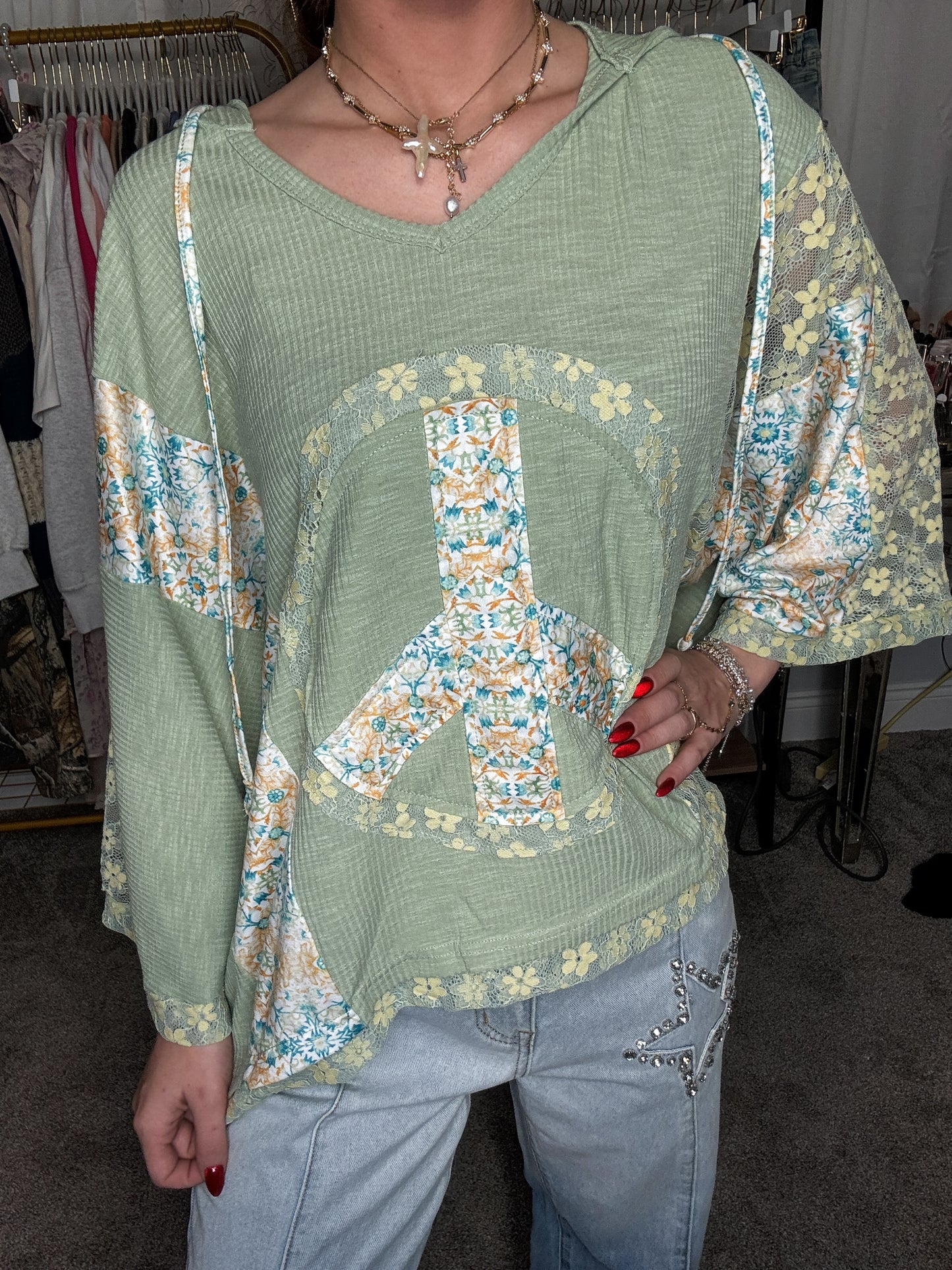 Peace Floral Hoodie