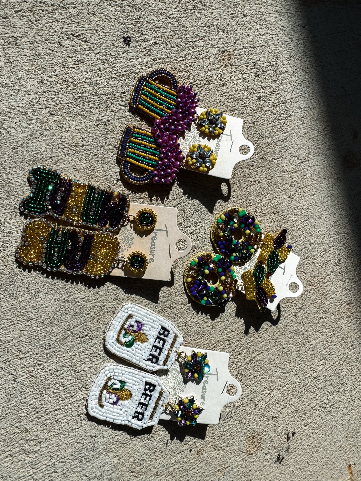 Mardi Gras Beaded Earrings