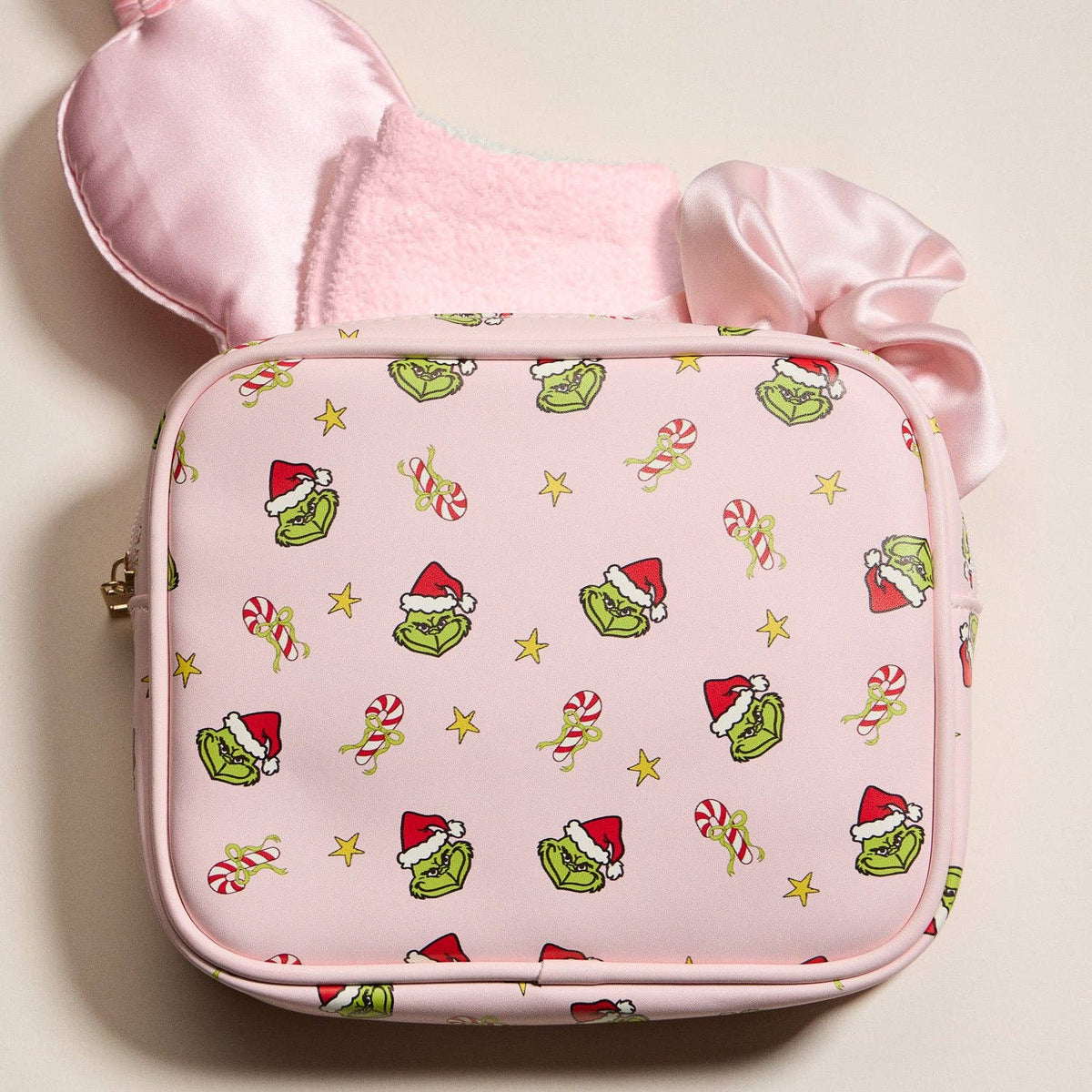5-Piece Gift Set Cosmetic Pouch Bundle | Green Monster Pink Christmas