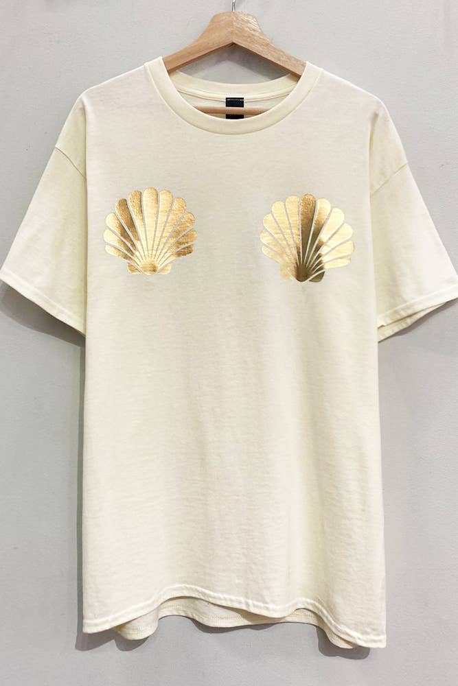 Mermaid Gold Shell Oversized Tee