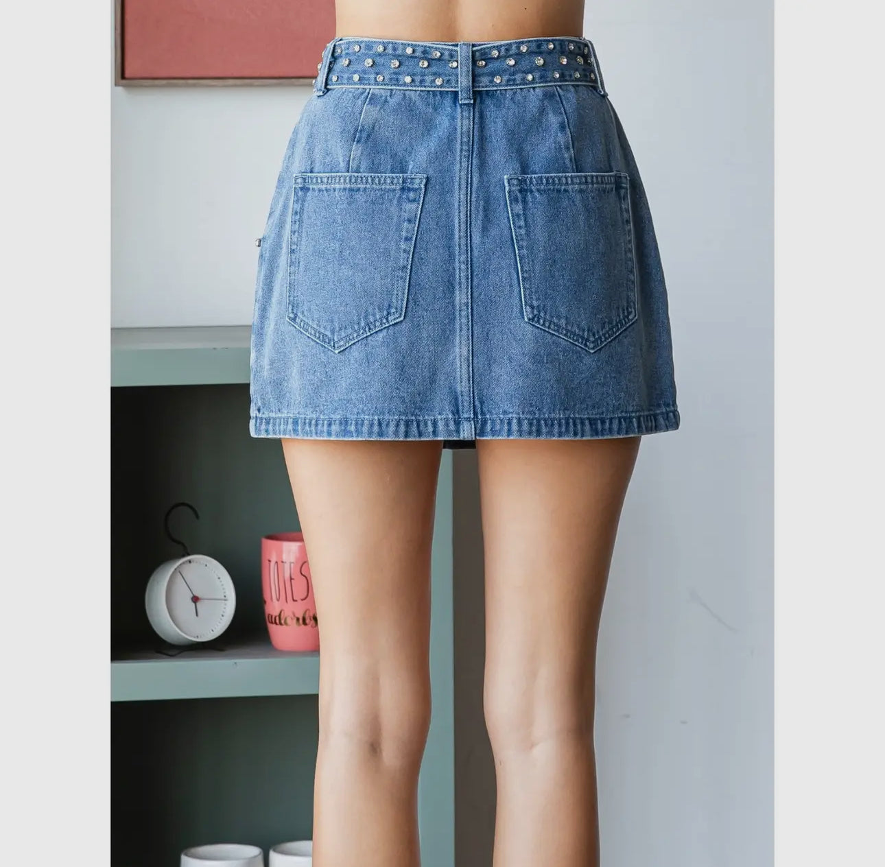 Rhinestone Babe Denim Skirt