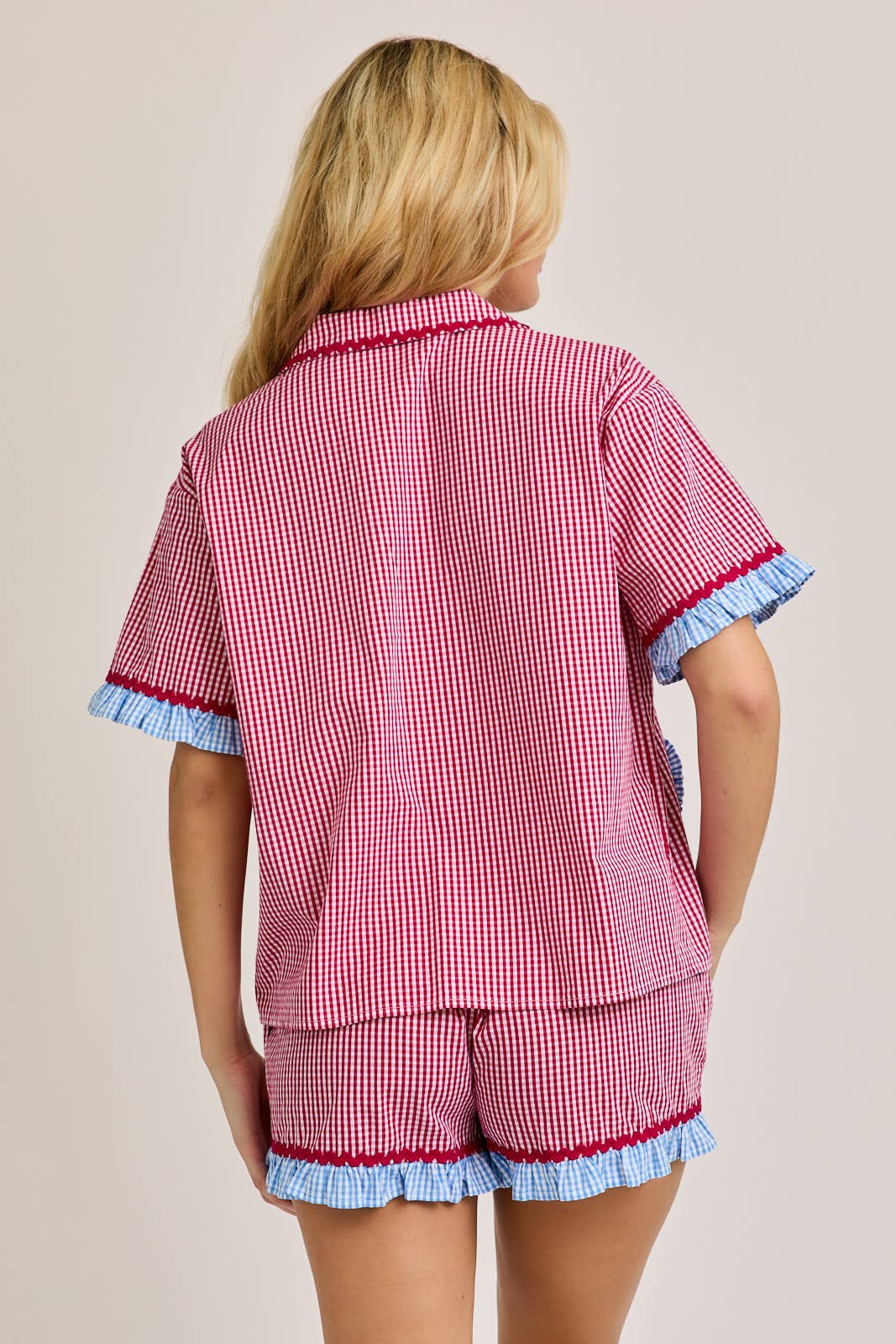 PAJAMA TOP WITH HEART SHAPE POCKET ON THE FRONT WITH SHORTS