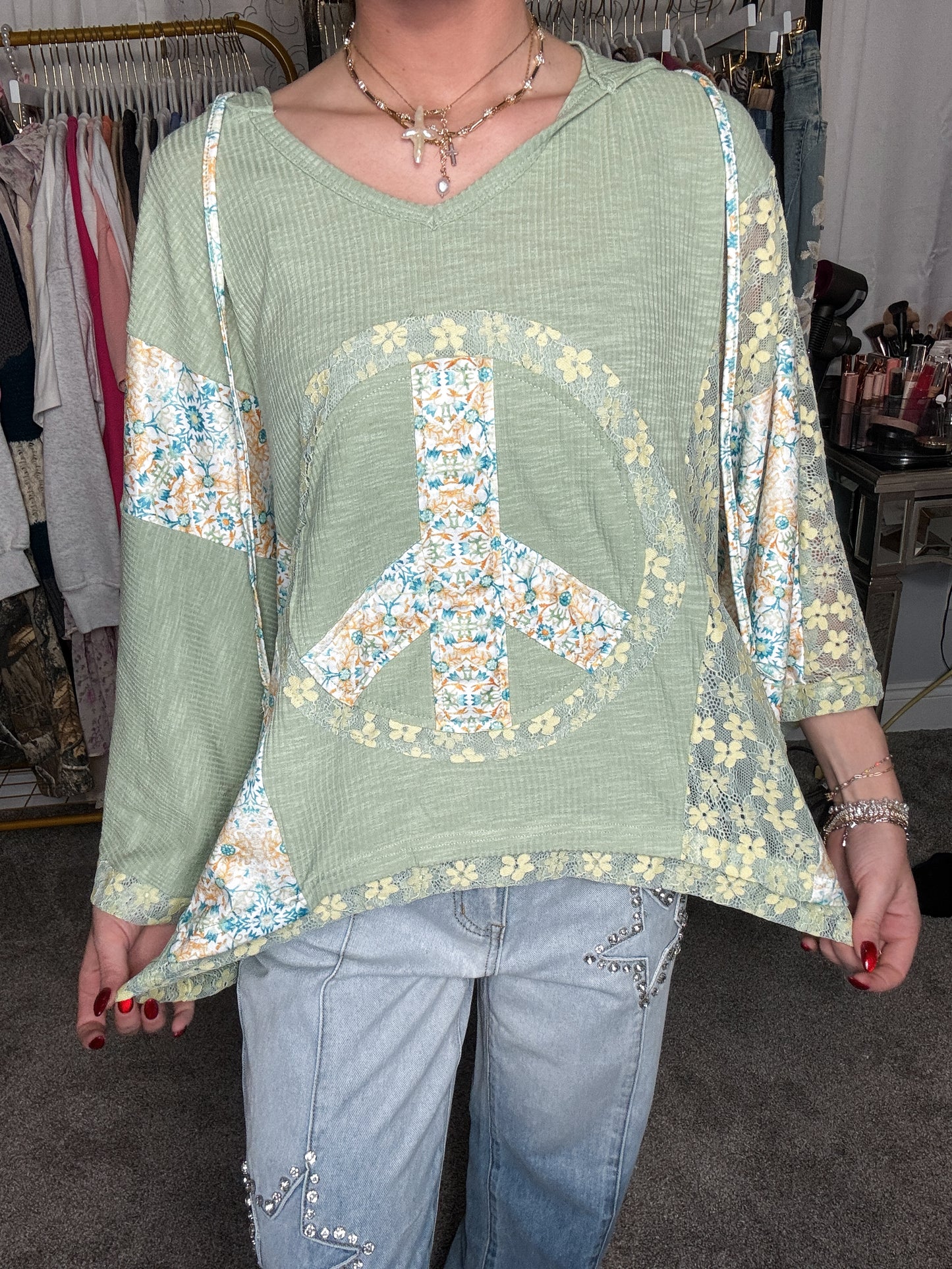 Peace Floral Hoodie