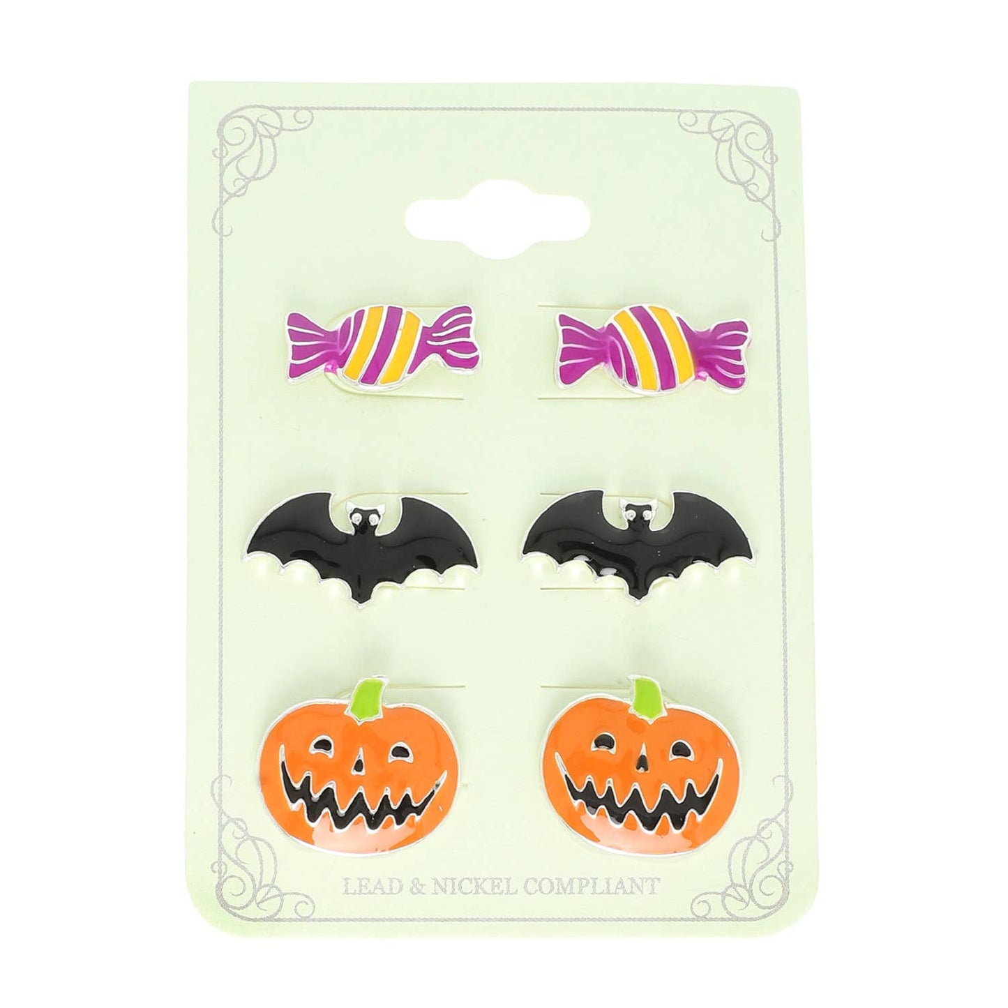 3-Pack Halloween Theme Epoxy Post Earrings