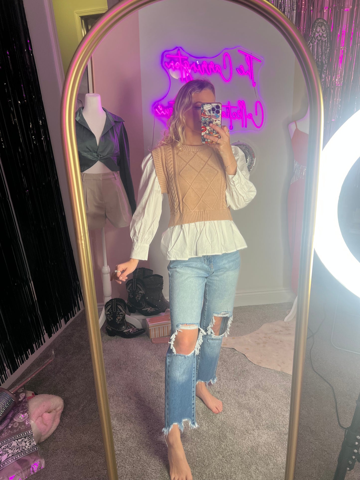 Dark Wash Knee Jeans
