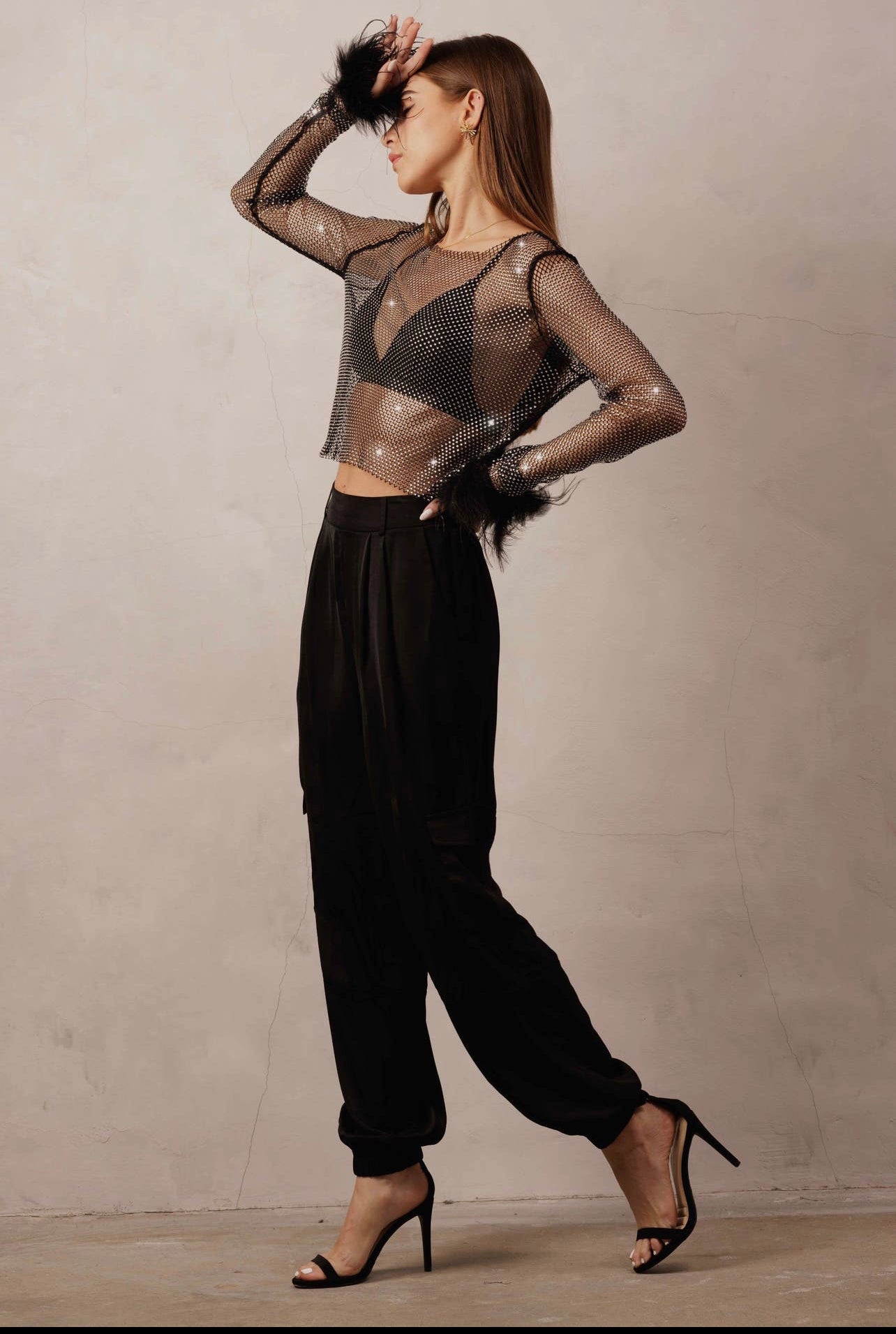 Fishnet Fur Cuff Top