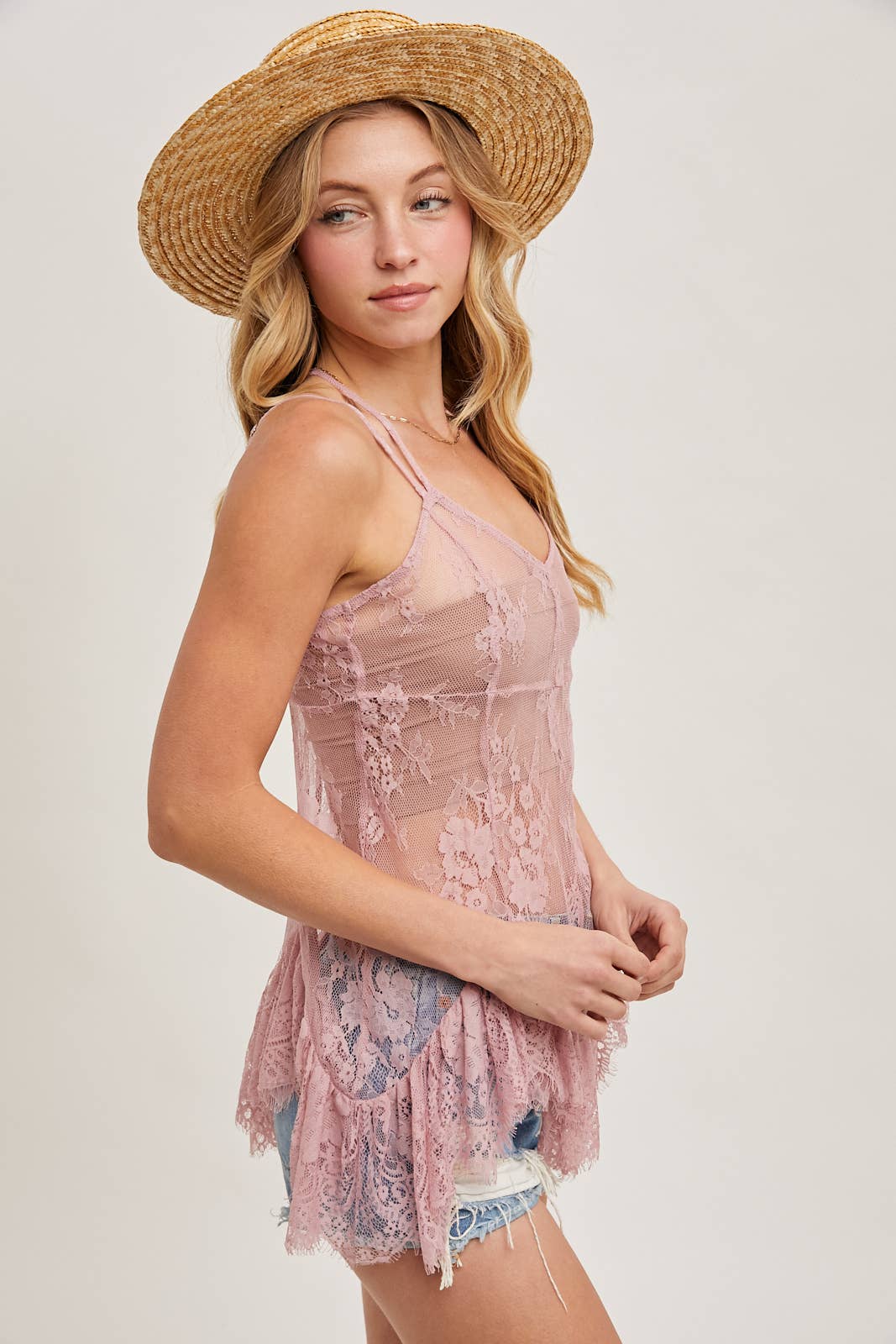SHEER LACE CAMI TUNIC