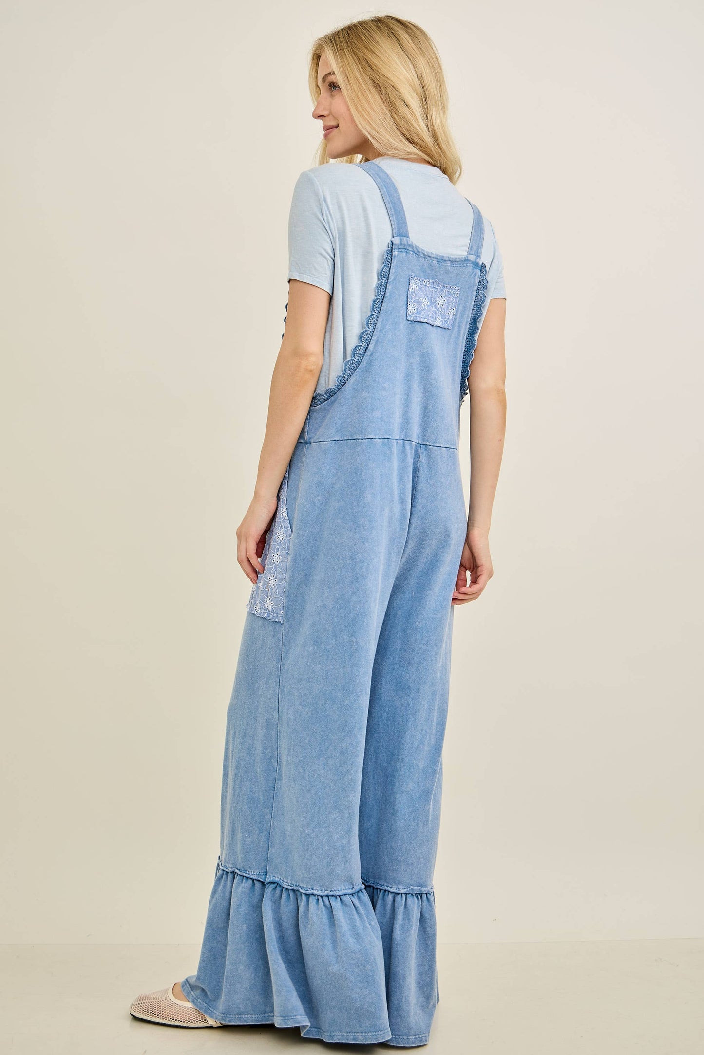 Mineral Washed Tea Party Ruffle Jumpsuits