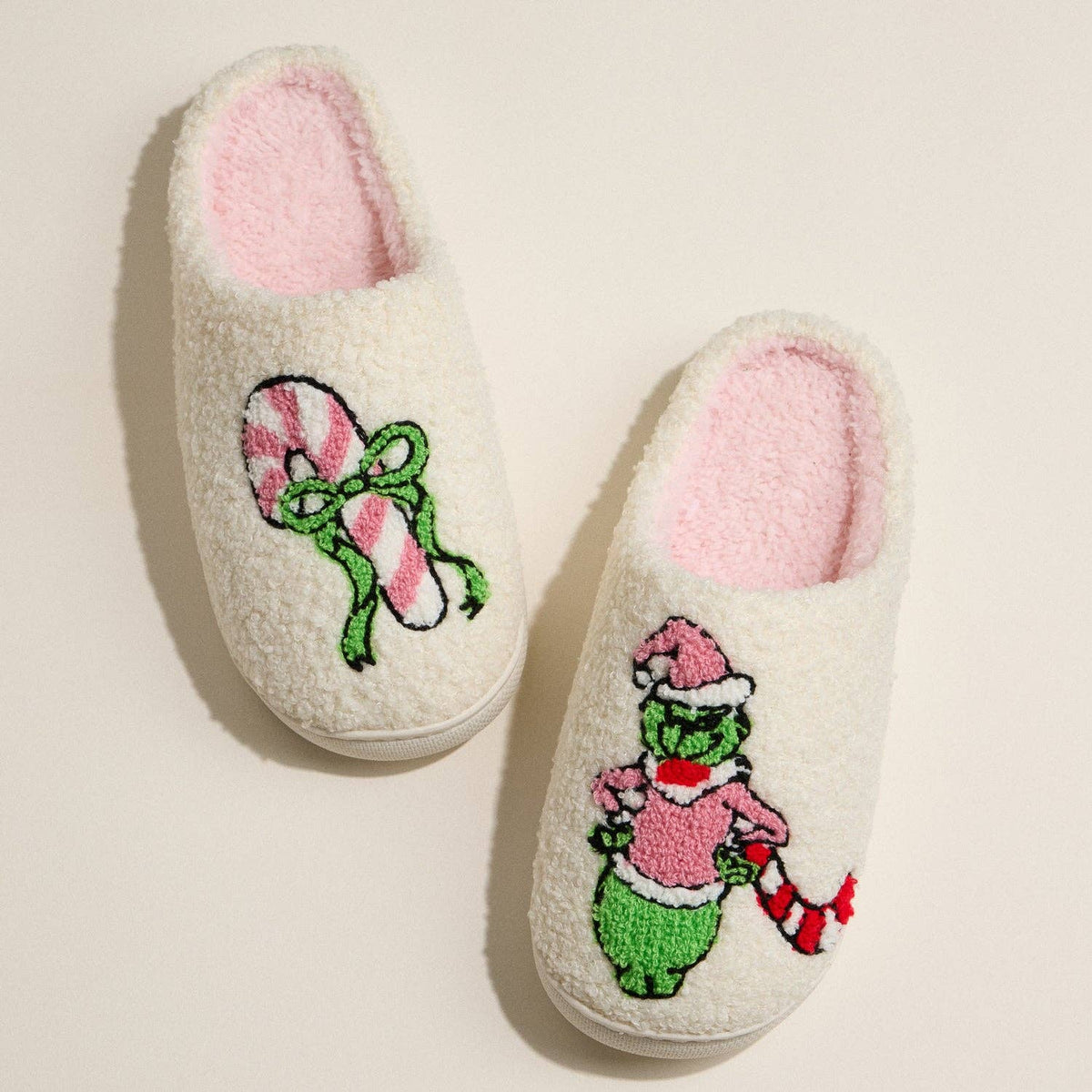 Sherpa Green Monster Christmas Slippers | Cozy Holiday House Shoes
