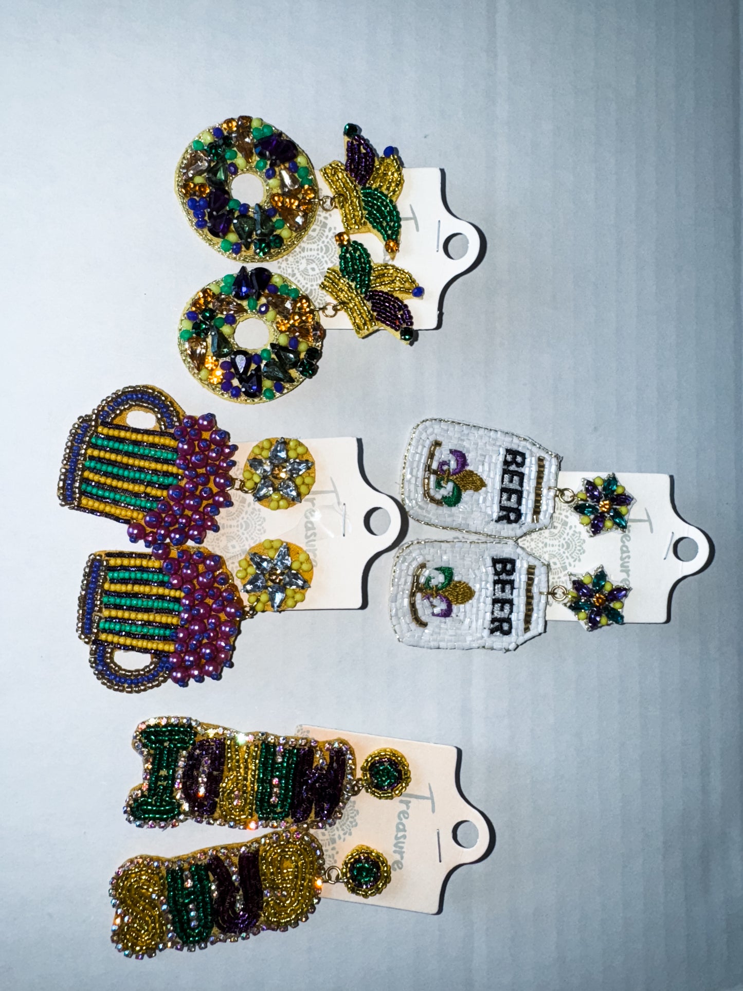 Mardi Gras Beaded Earrings