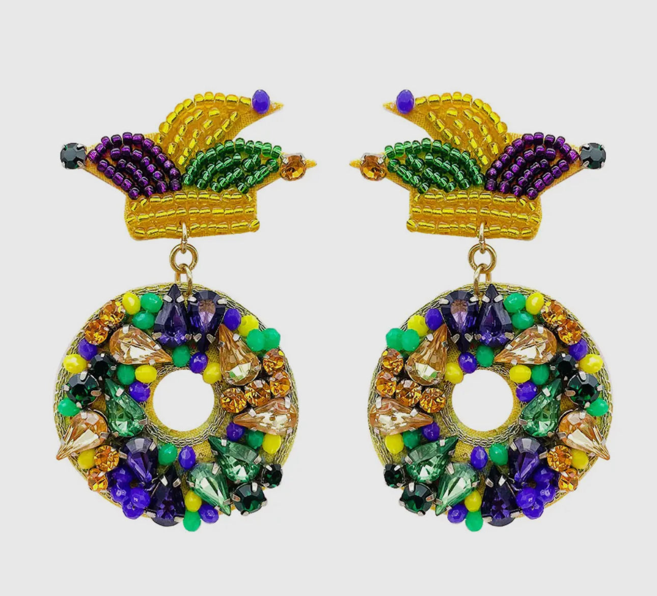 Mardi Gras Beaded Earrings