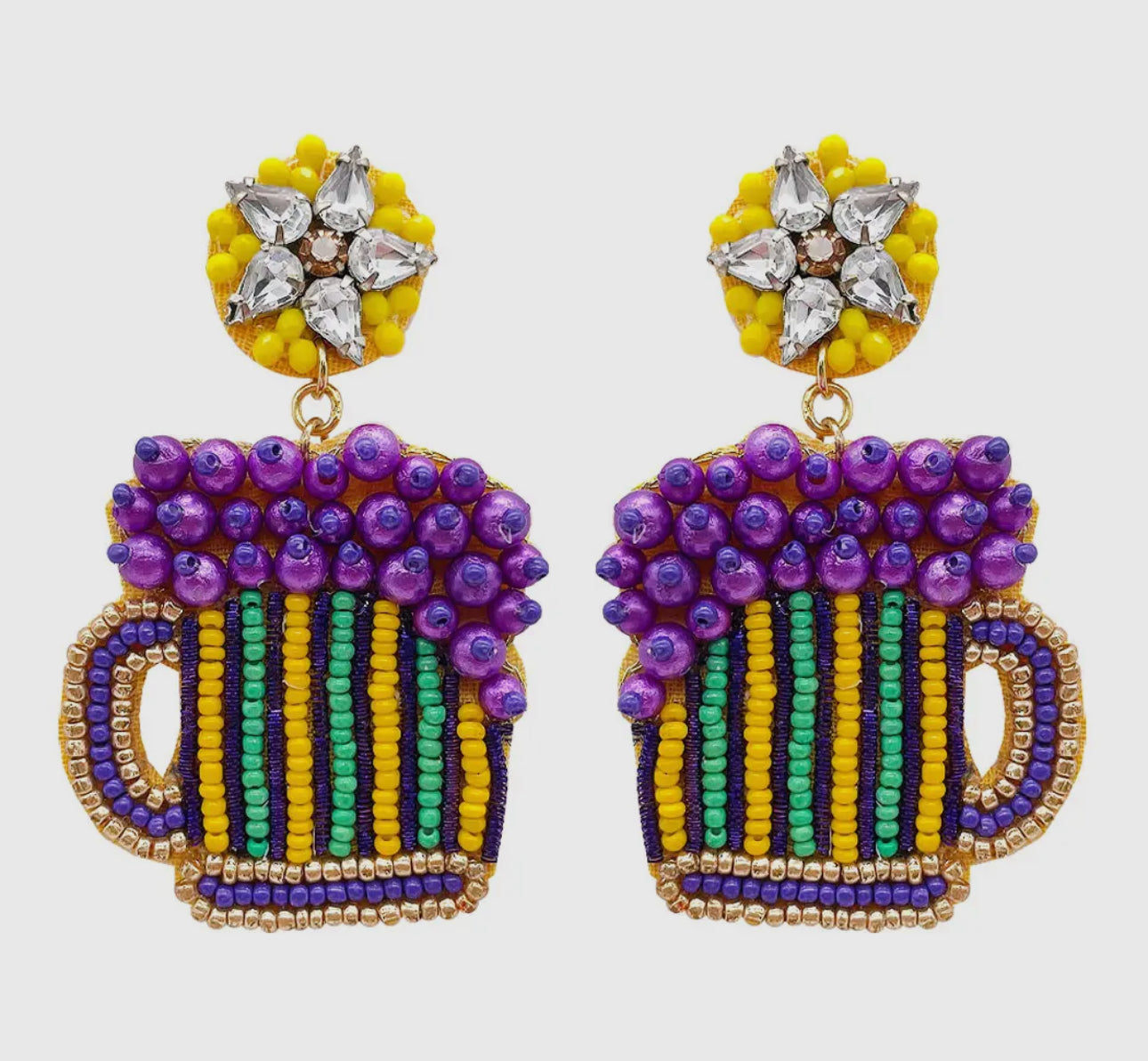 Mardi Gras Beaded Earrings