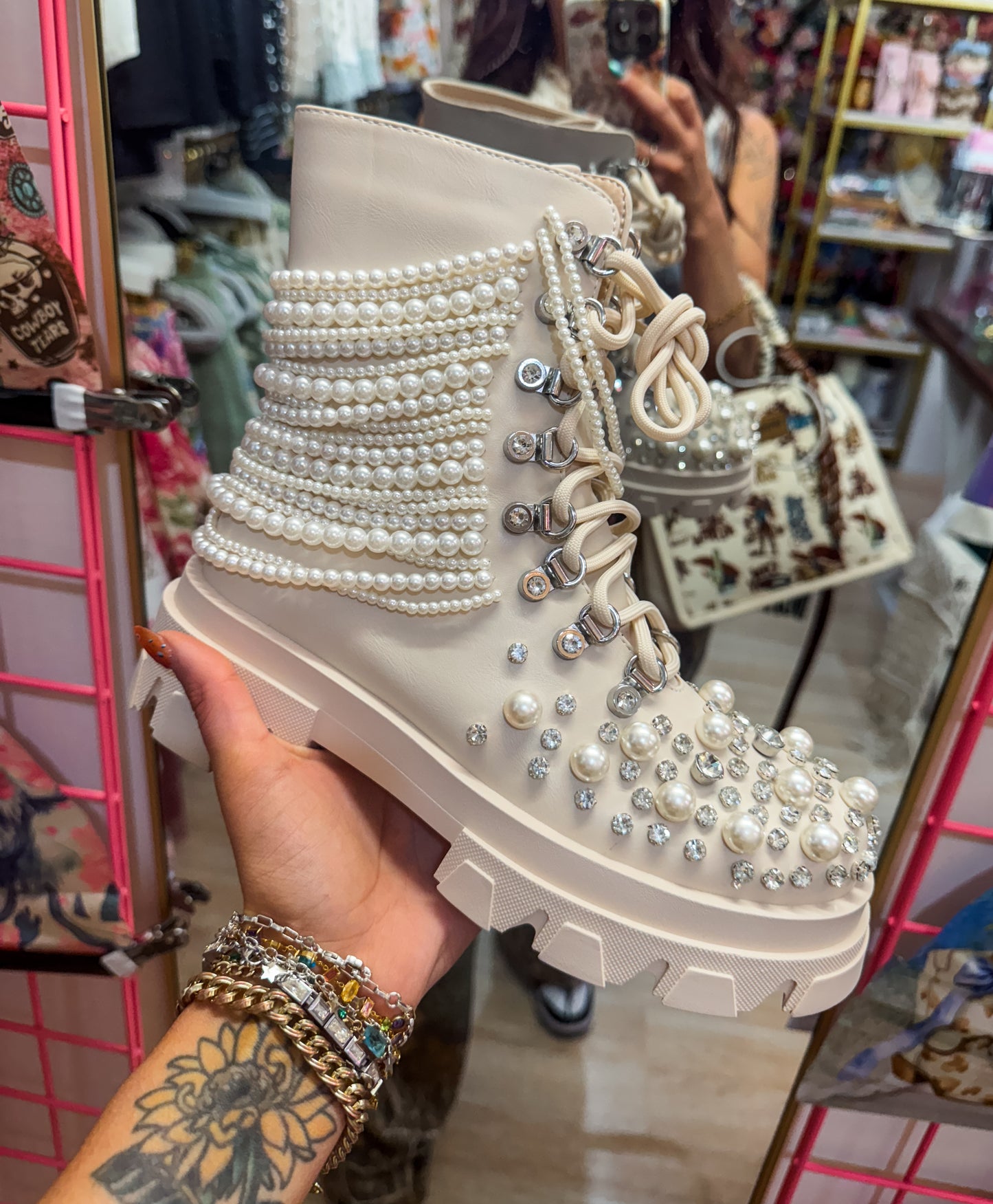 Pearl Combat Boots Azalea Wang