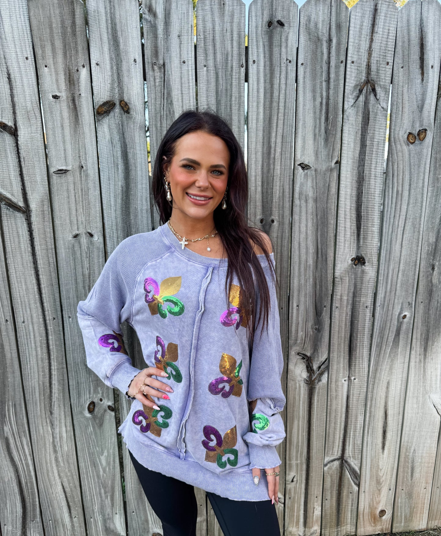 Mardi Purple Waffle Sweatshirt