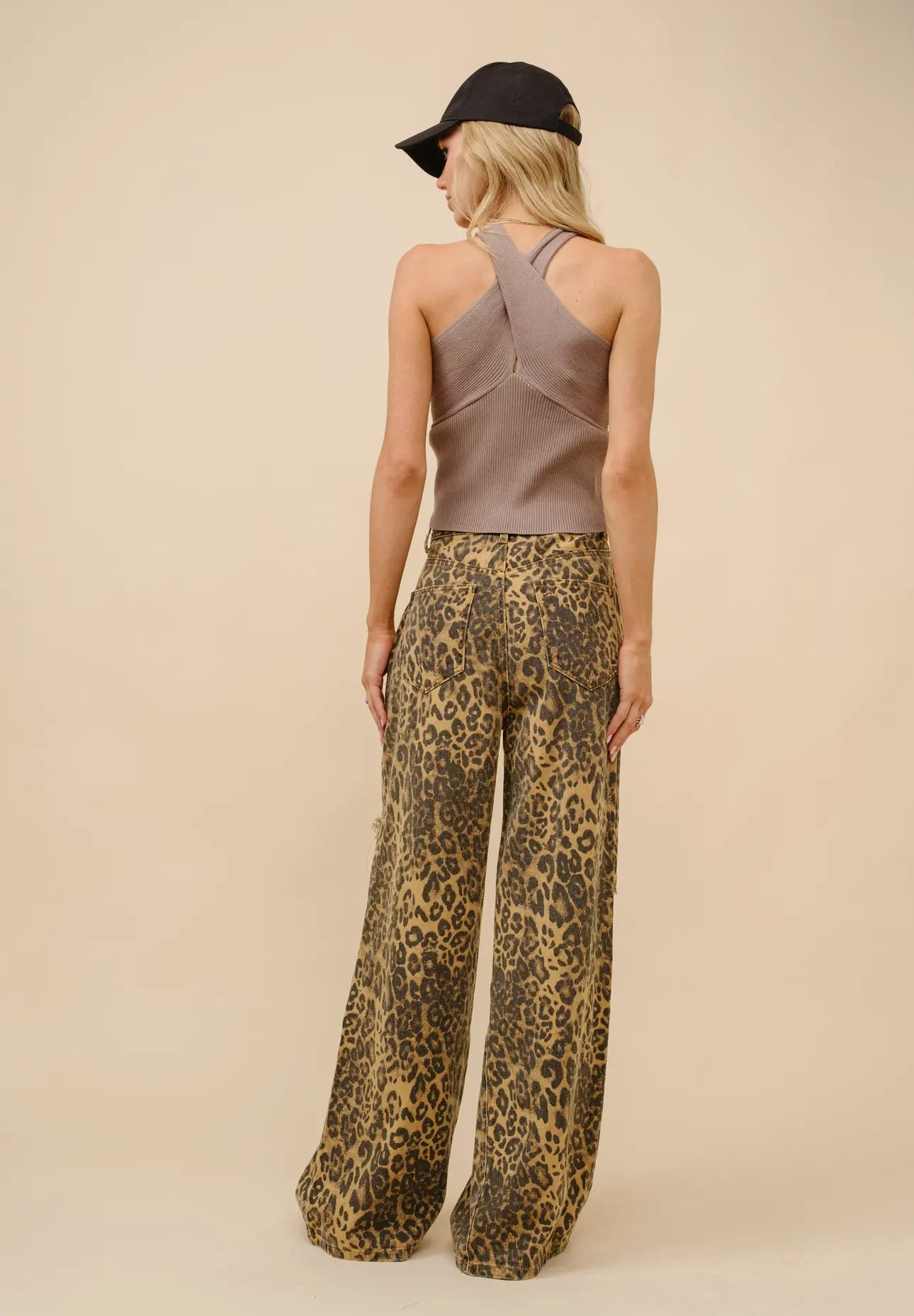 Leopard Mid Rise Distressed Jeans