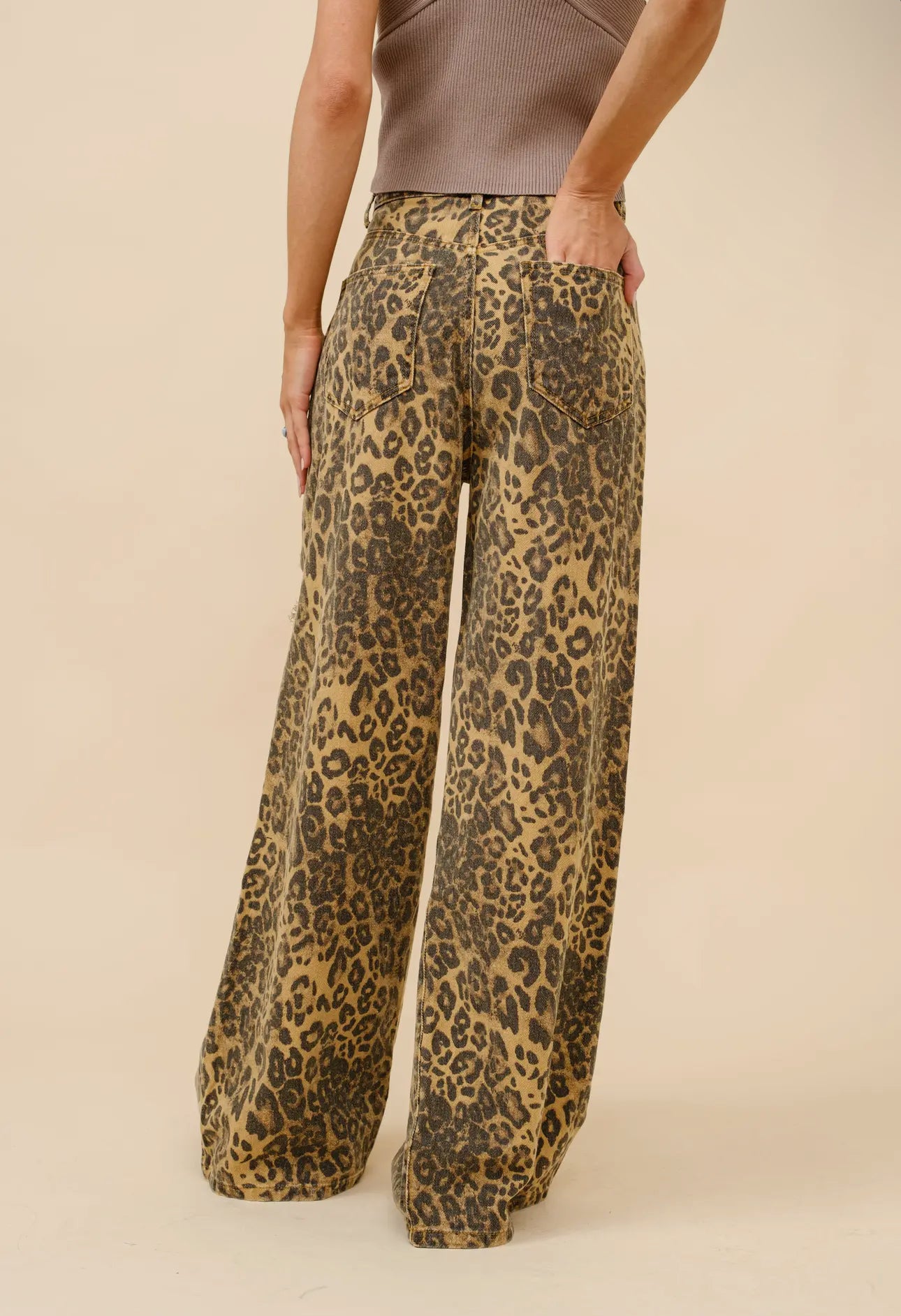 Leopard Mid Rise Distressed Jeans