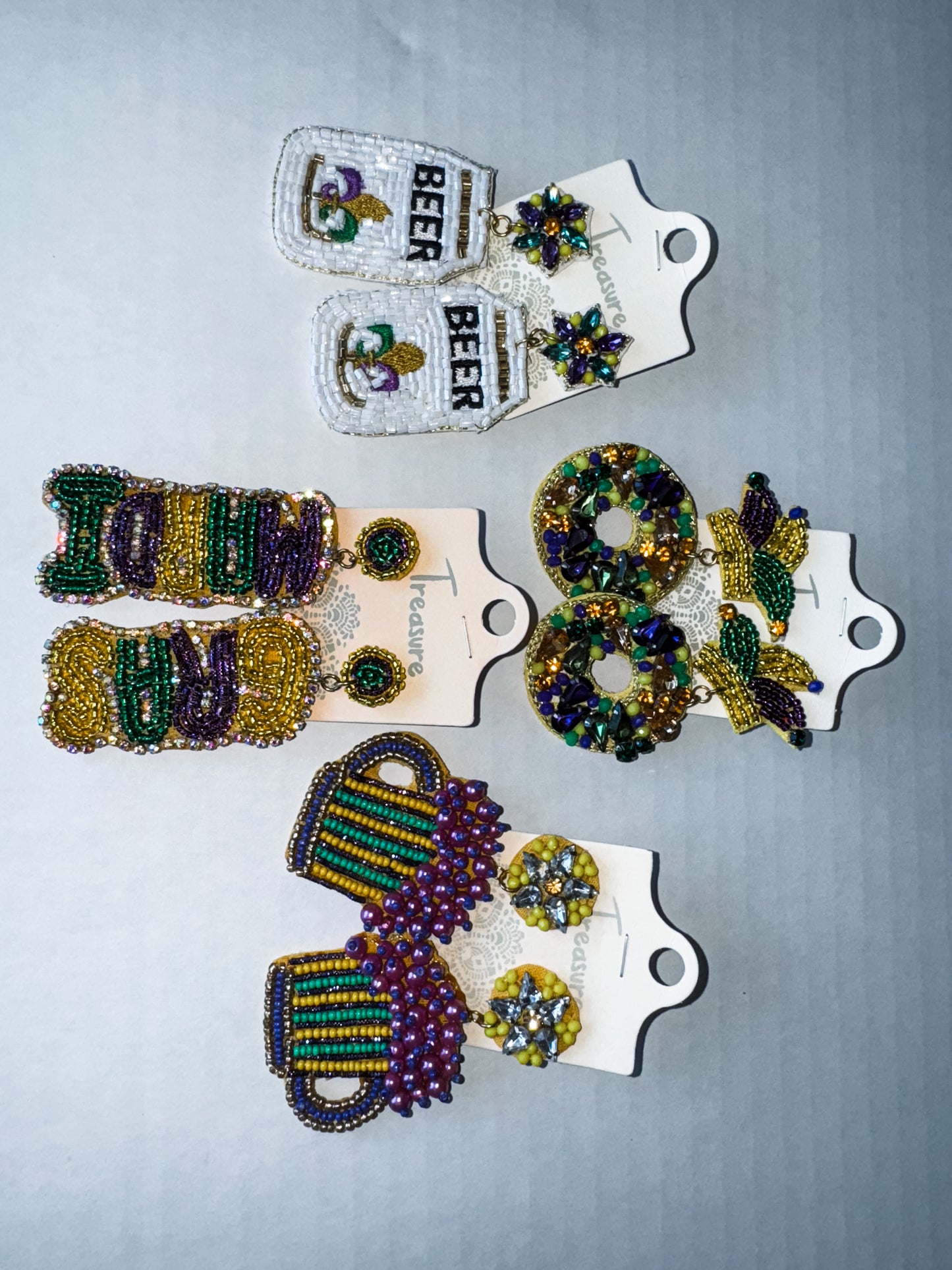 Mardi Gras Beaded Earrings