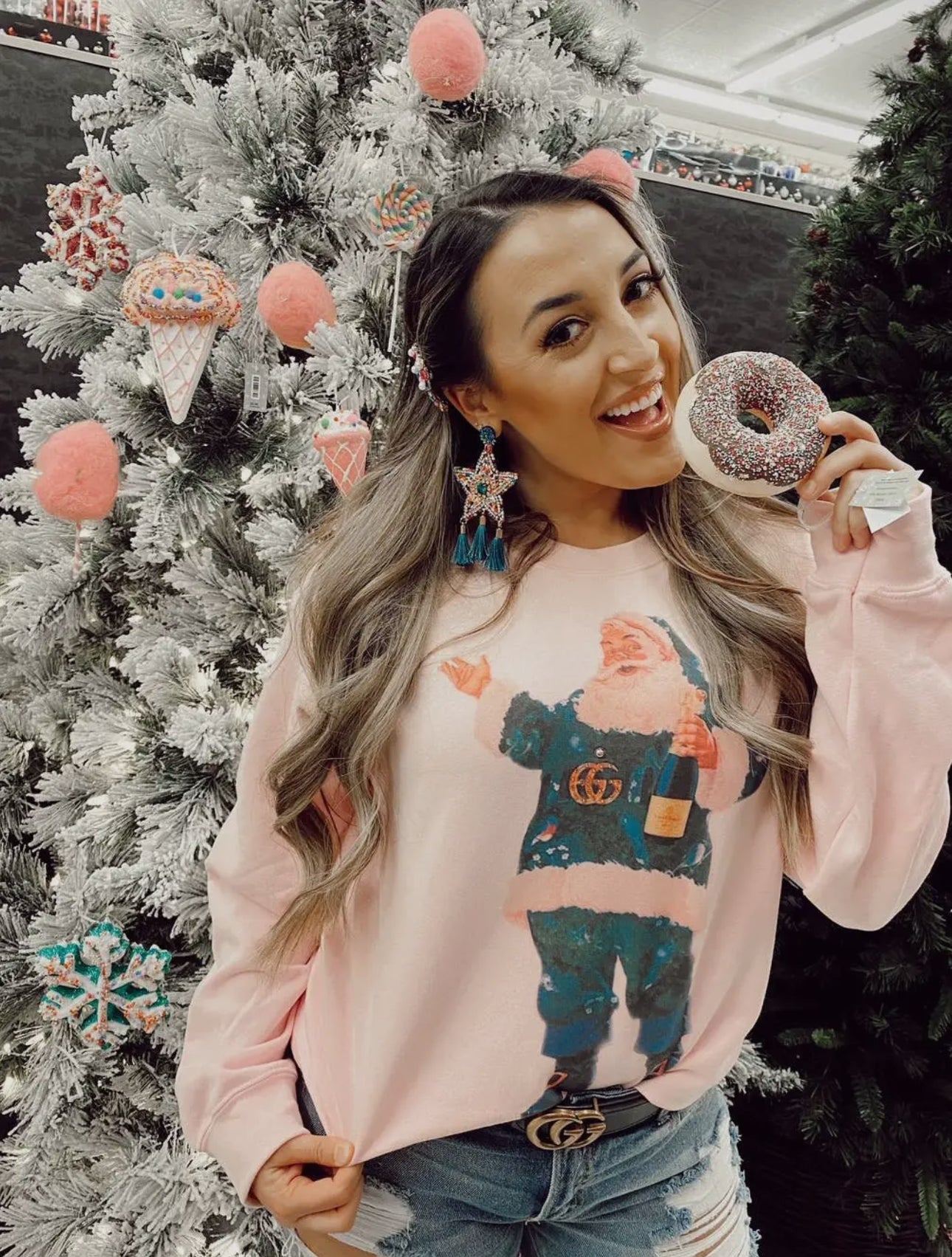 Pink Santa Sweatshirt