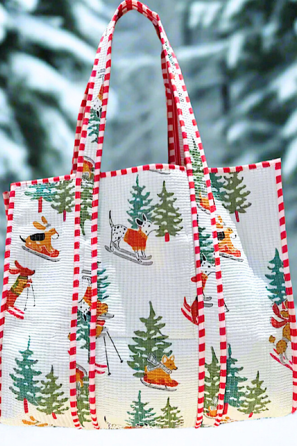 Snow Paws Holiday Tote Bag