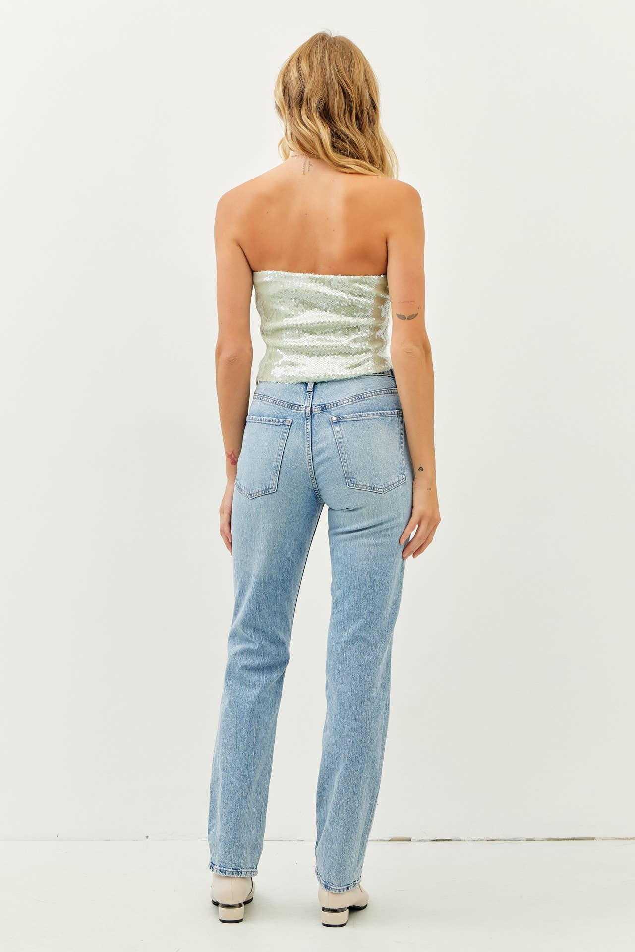 EASY-TO-LAYER STRETCHY CLEAR SEQUIN TUBE TOP