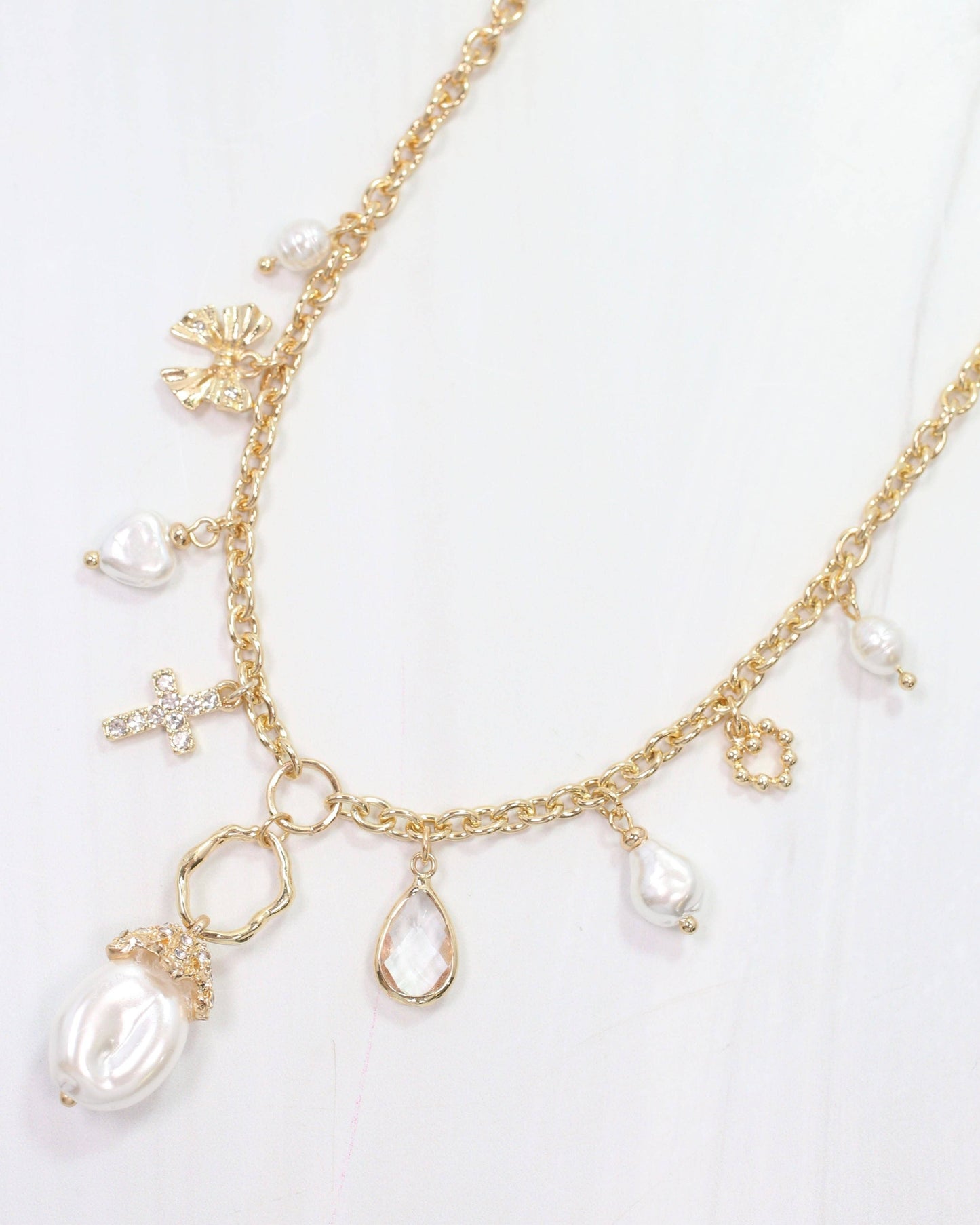 Packard Pearl Charm Necklace Gold