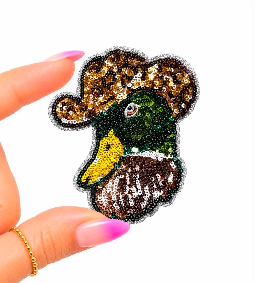 Western Mallard Duck Hunting Sequins Patch - Small