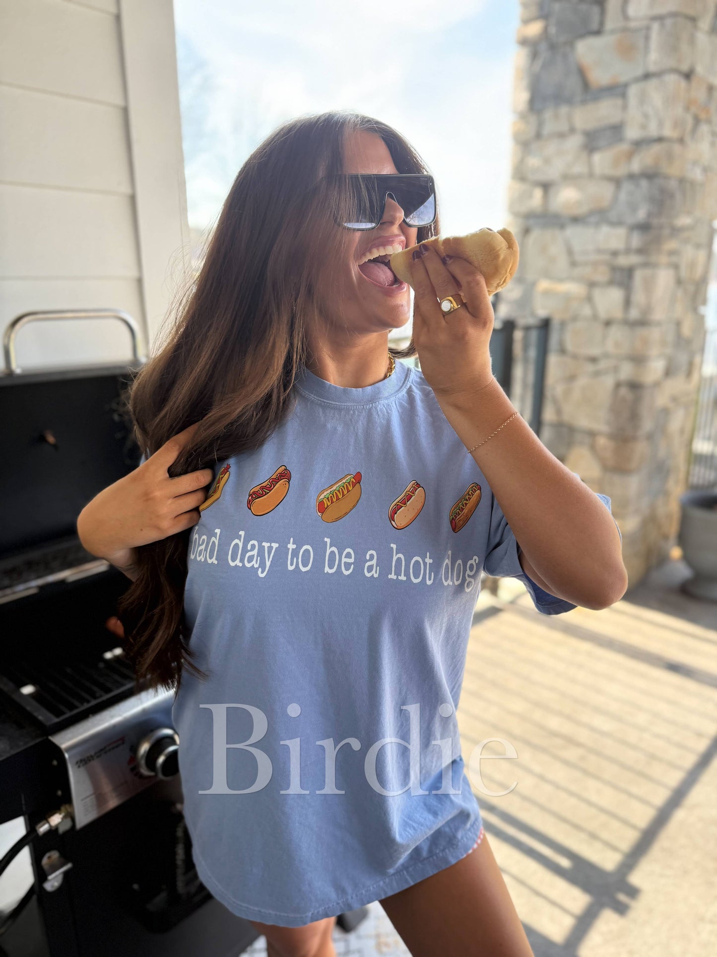 Bad Day To Be a Dog Graphic Tee on Washed Denim