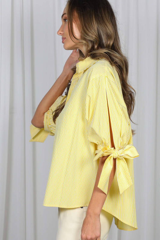 Sunshine Yellow Bow Blouse Top