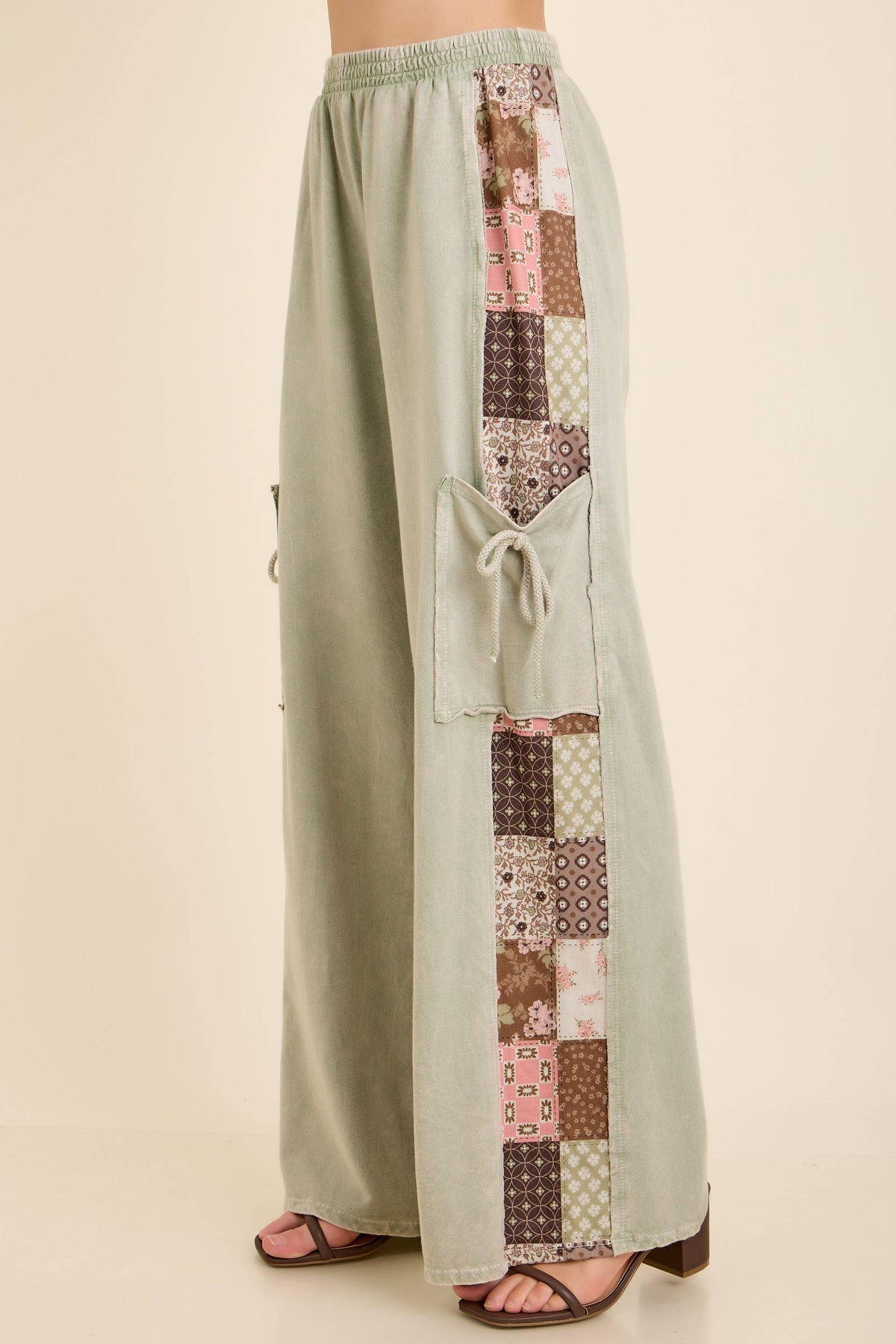 MineralWashed Fall Paisley Print Ribbon patch pants HP7023
