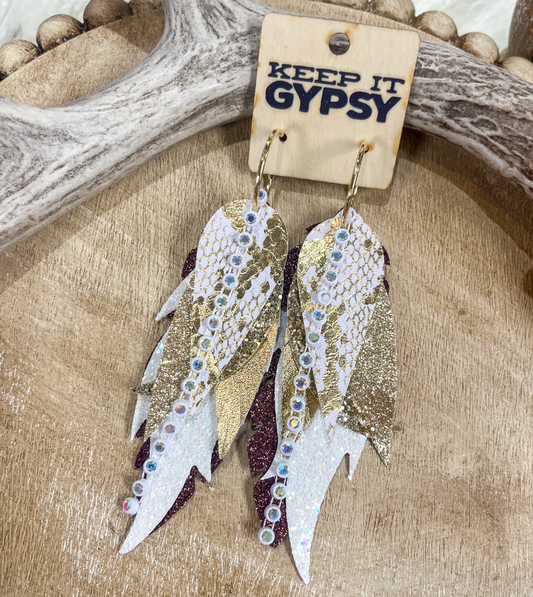 Gold Snake Feather Earrings