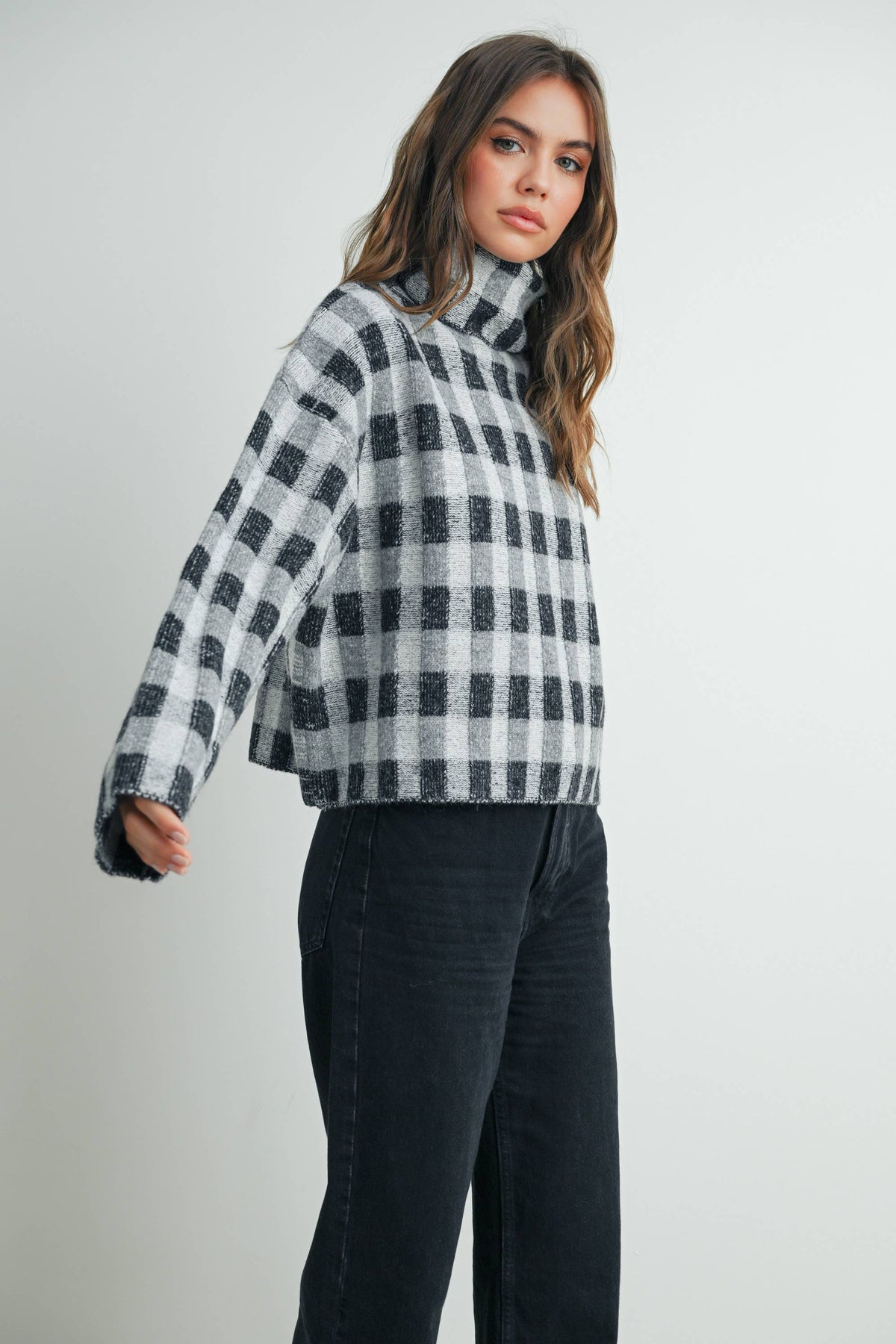 Fall Check Turtleneck Sweater - BMW7532