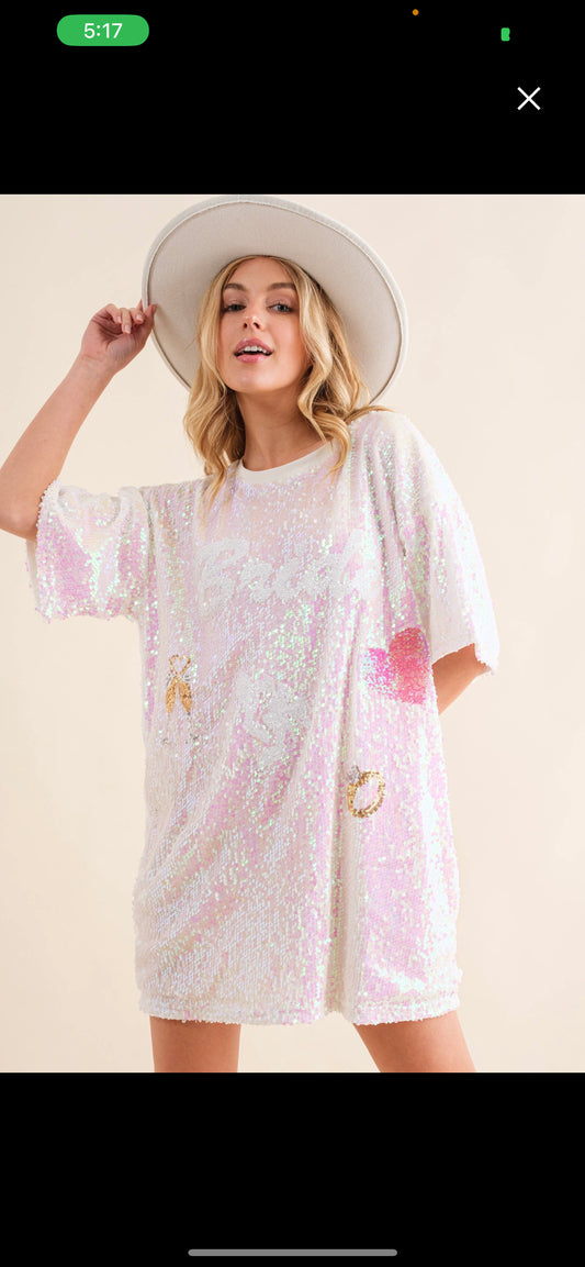 Sequin Bride Tee Dress