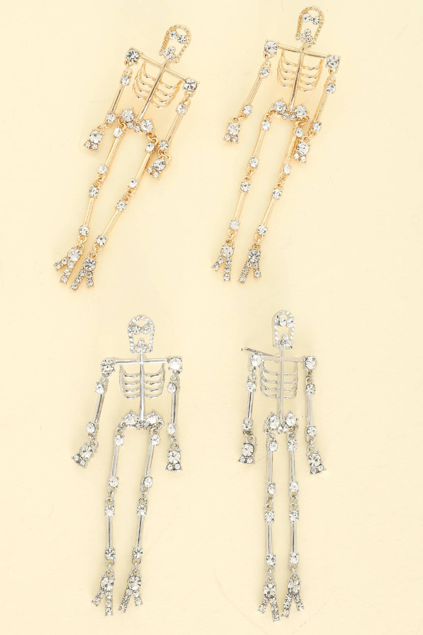 Halloween Jeweled Articulated Skeleton Earrings