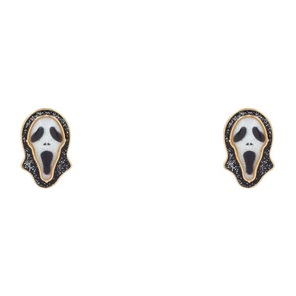 GHOST FACE HALLOWEEN GLITTER STUD EARRING