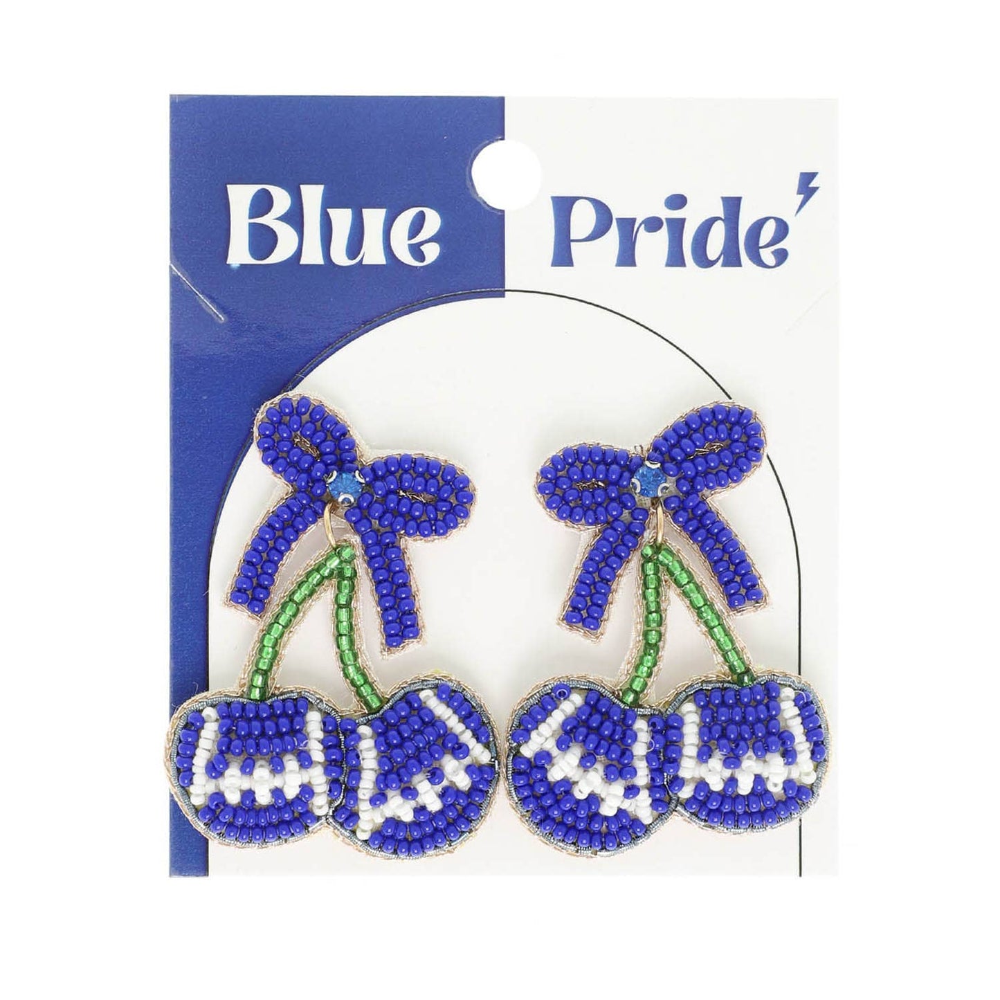 Gameday Cherry Heart Football Seed Beaded Dangle Earrings
