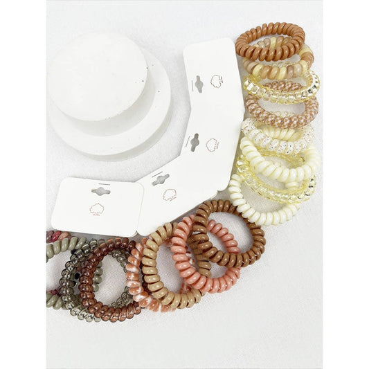 Cream and Multi Design Spiral Hair Ties