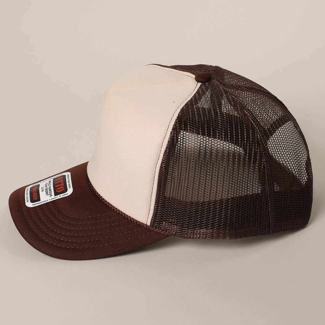 Two-Tone Mesh Back High Crown Foam Trucker Hat