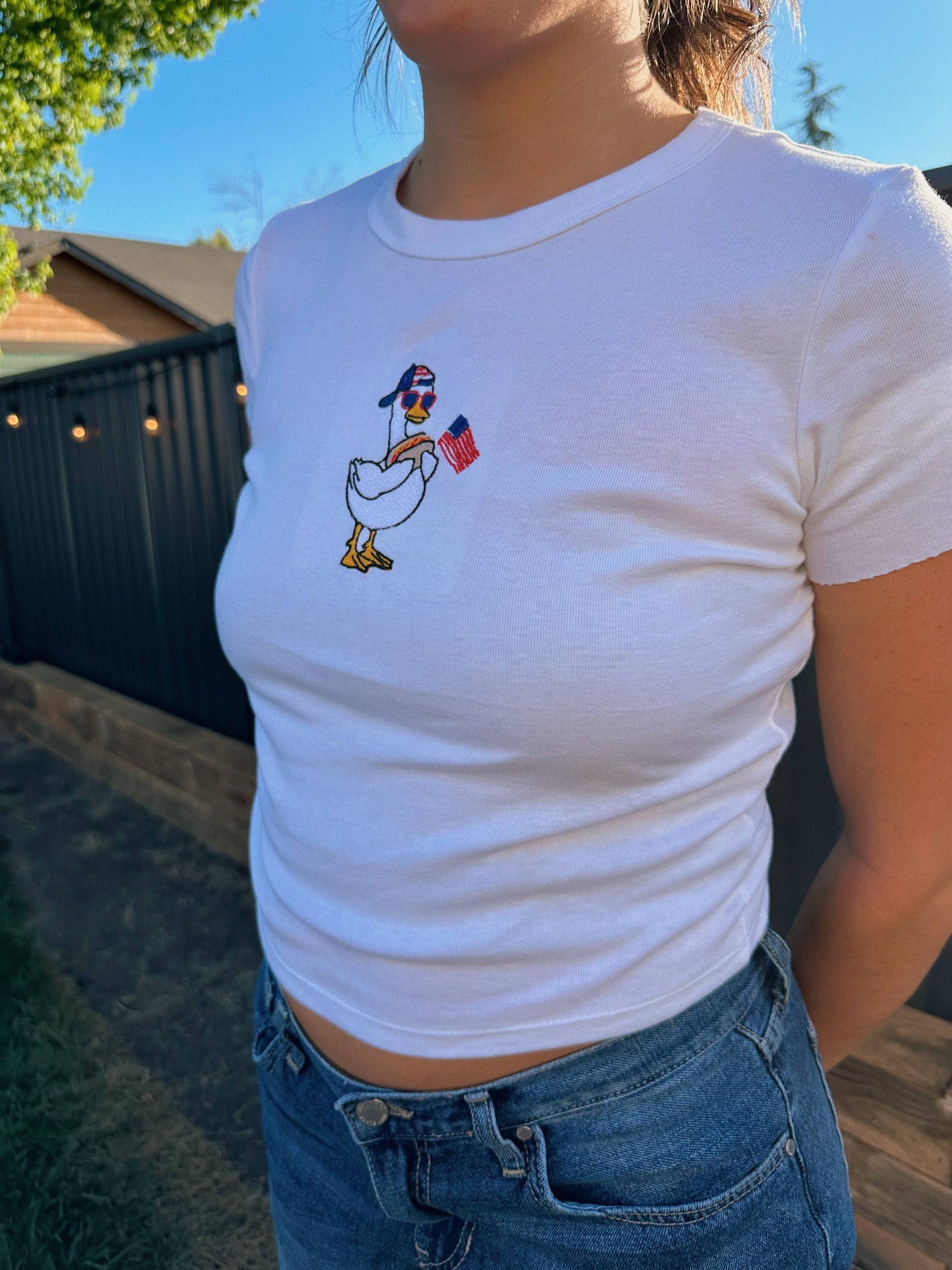 USA Silly Goose Top: embroidery