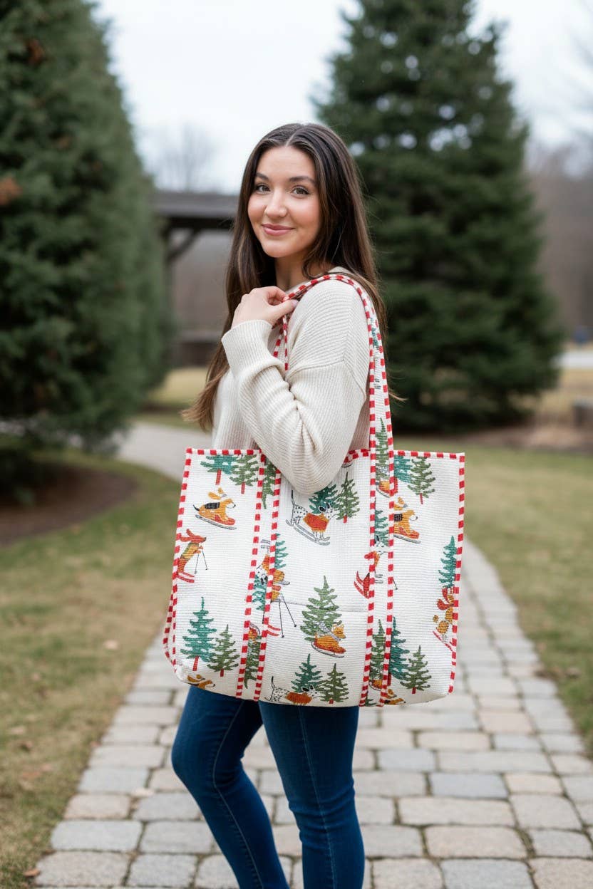 Snow Paws Holiday Tote Bag