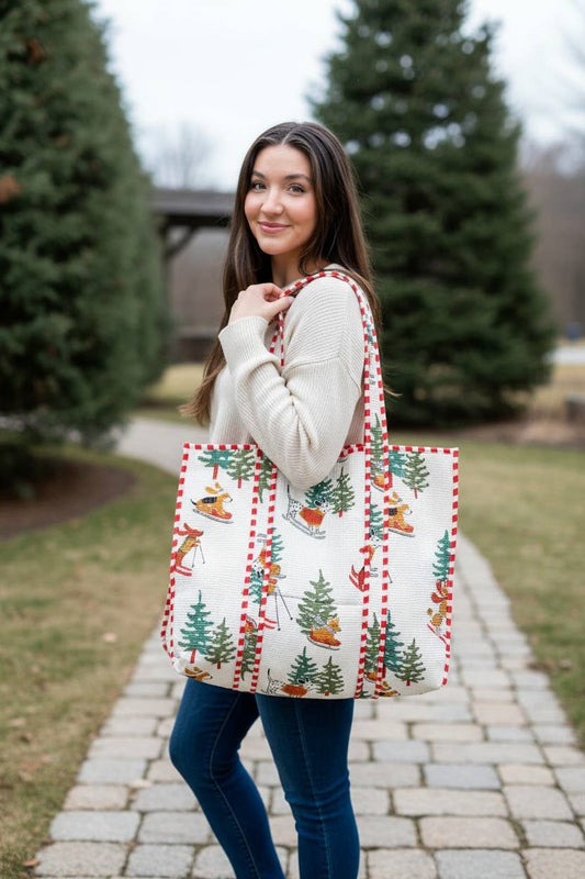 Snow Paws Holiday Tote Bag