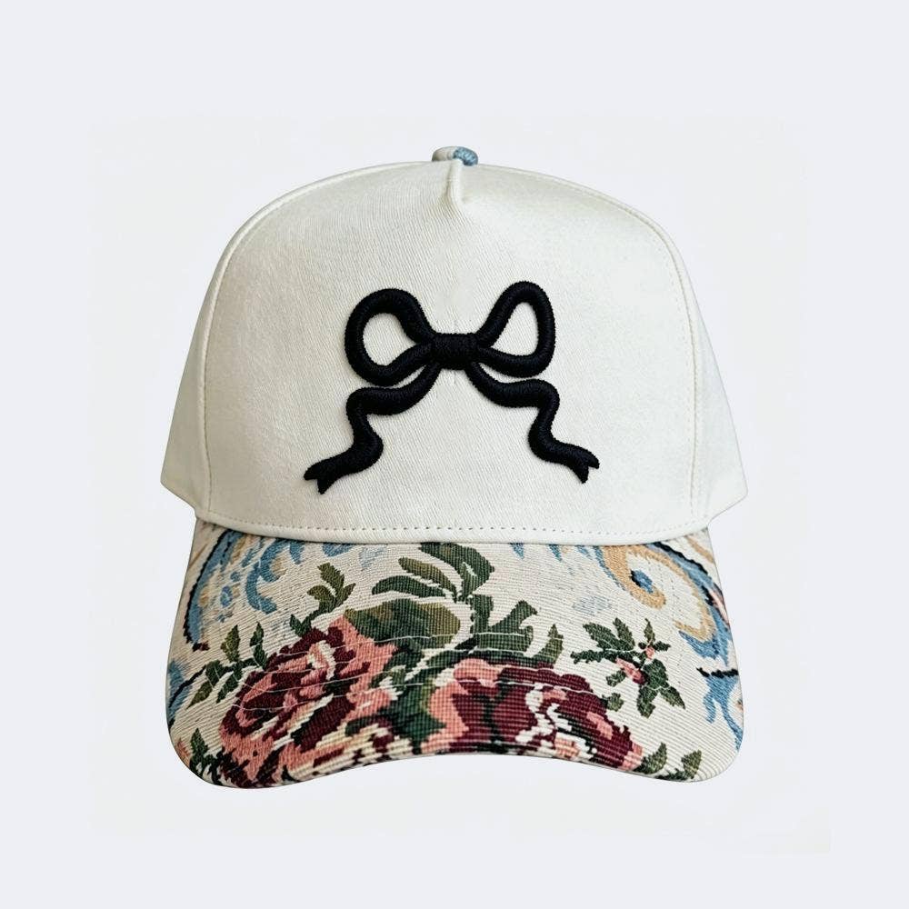Floral Tapestry Baseball Cap Slogan Embroidery Cap