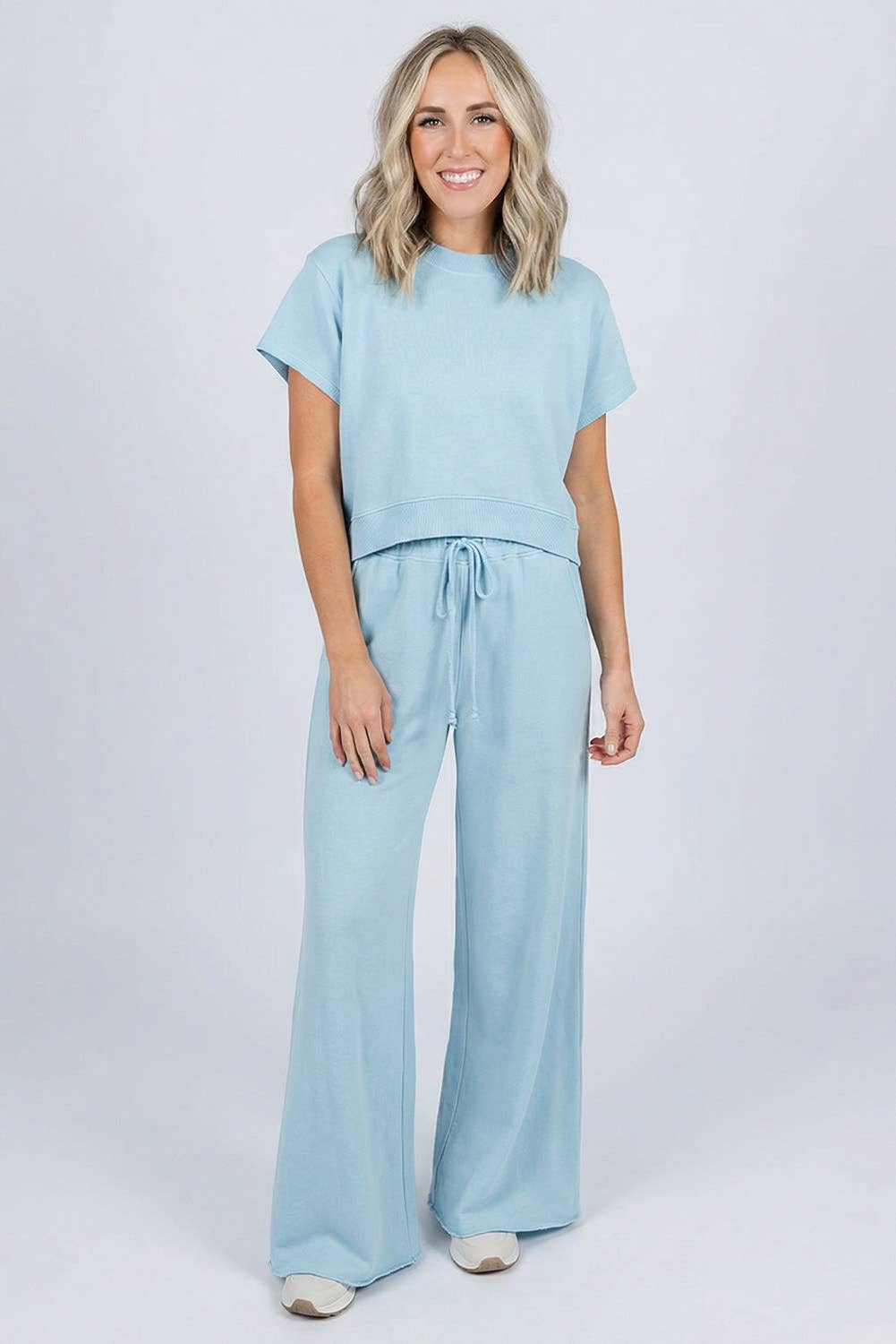 Soft Color Tee & Wide Leg Pants 2pcs Set | S-XL Plus 1X-4X