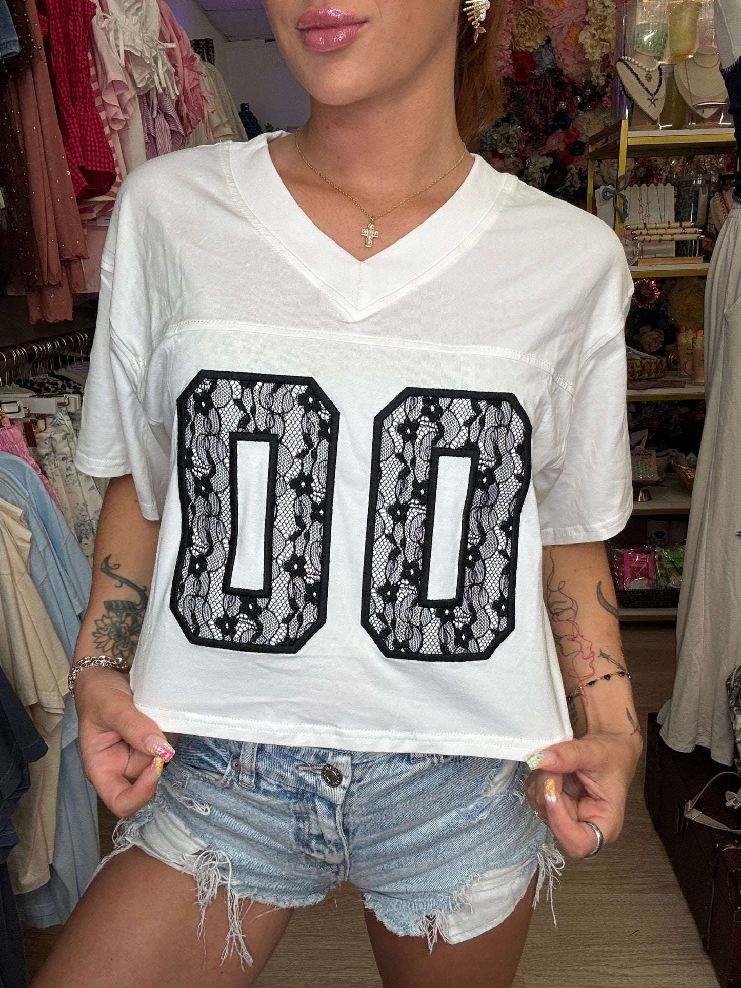 V-NECK "95" SHORT SLEEVE CROPPED JERSEY