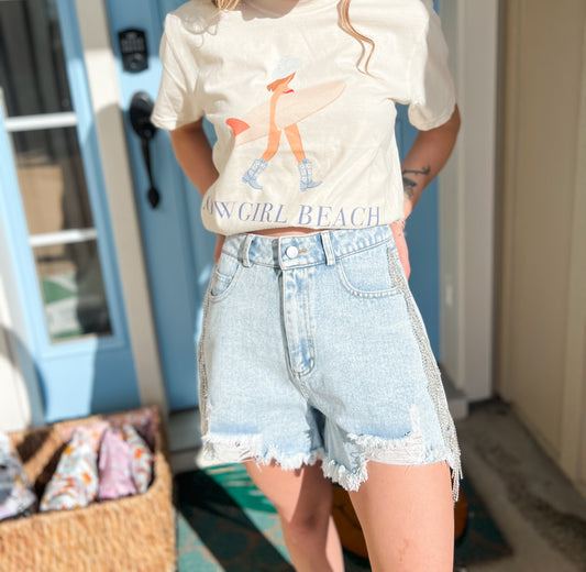 Rhinestone Fringe Shorts