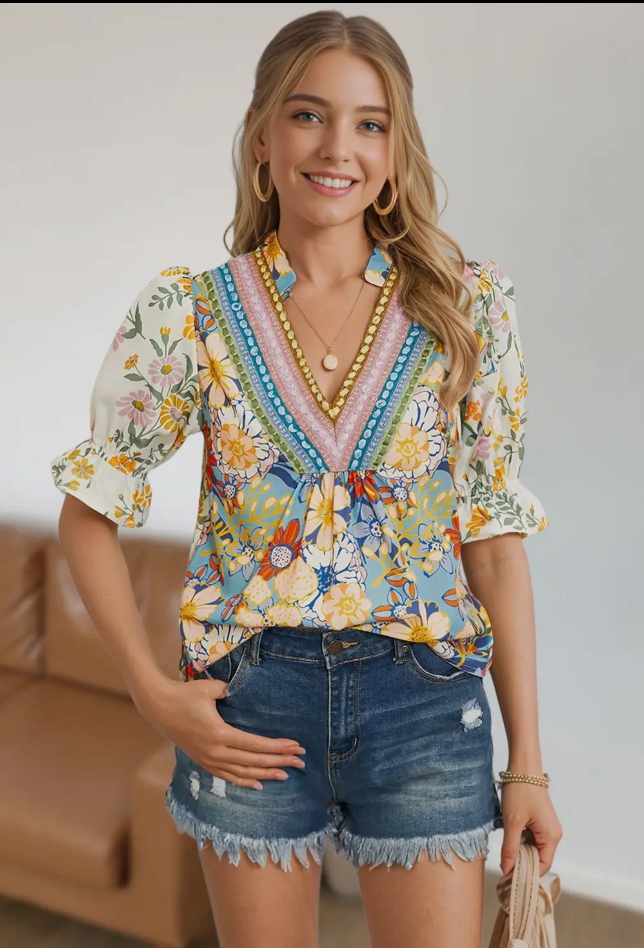 Boho Floral Crochet Top