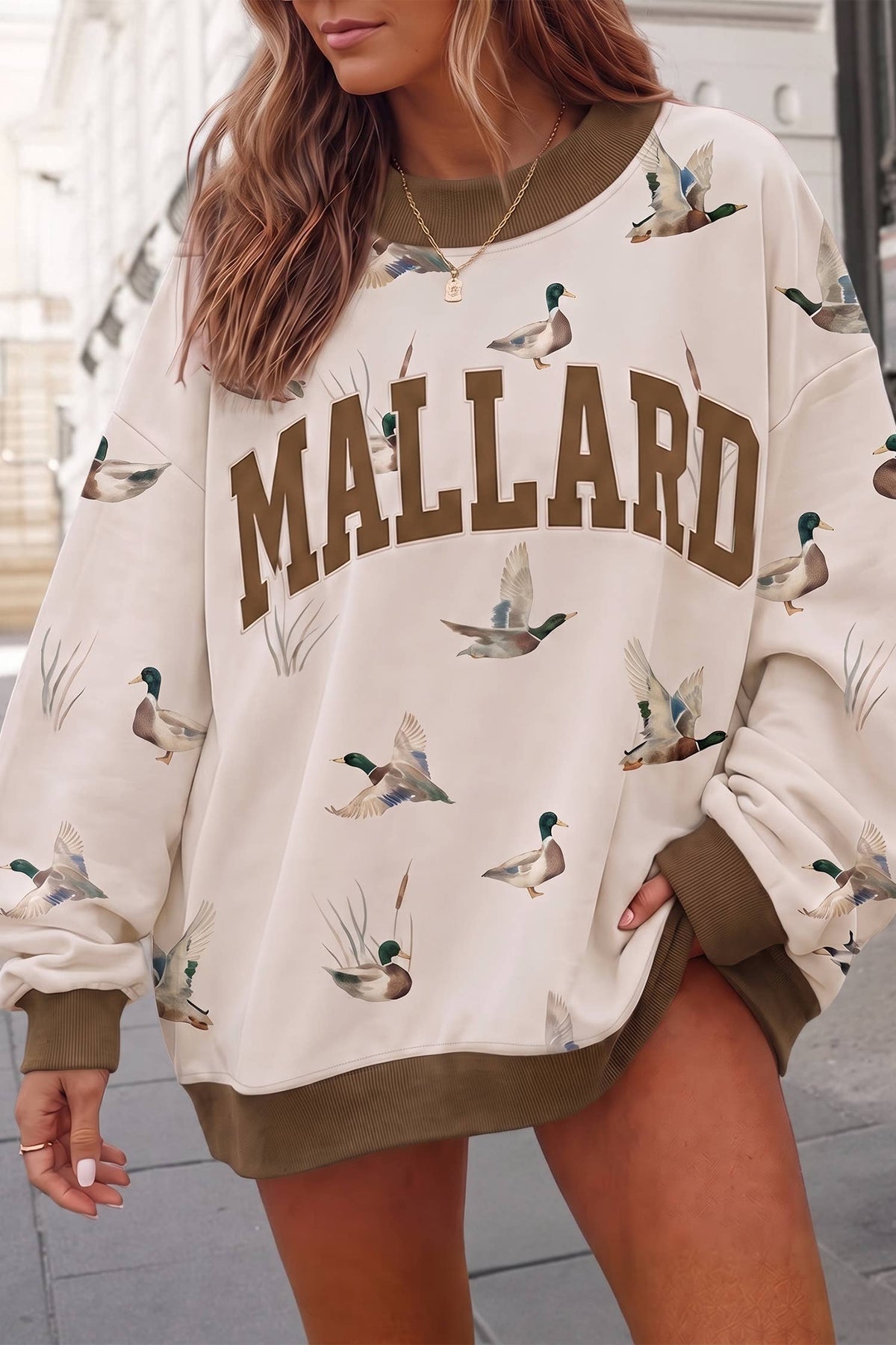 Mallard Letter Print Baggy Sweatshirt | S-XL